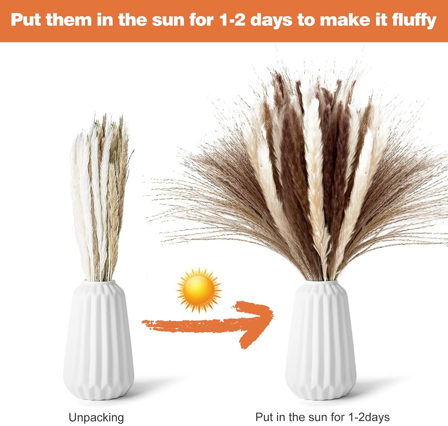 80Pcs Natural Dried Pampas Grass Reed Flower Bunch Xmas Wedding Valentines Gift