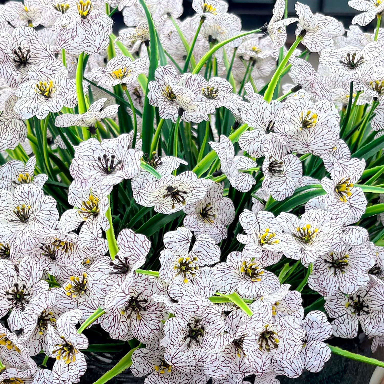 20 Bundles Artificial Flowers for Outdoors, UV Resistant Fake Flowers