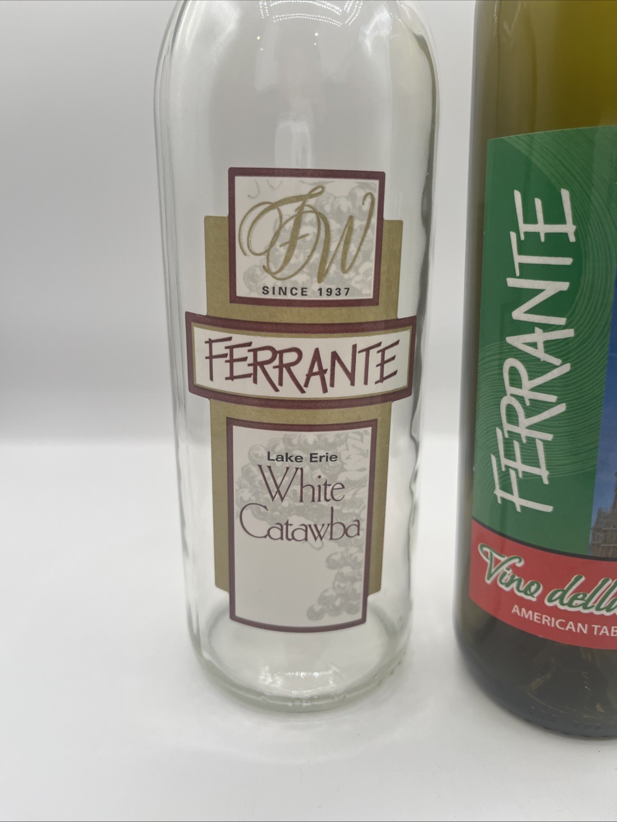 Ferrante Winery Empty Wine Bottles One Clear One Green Great For Deco Or Crafts