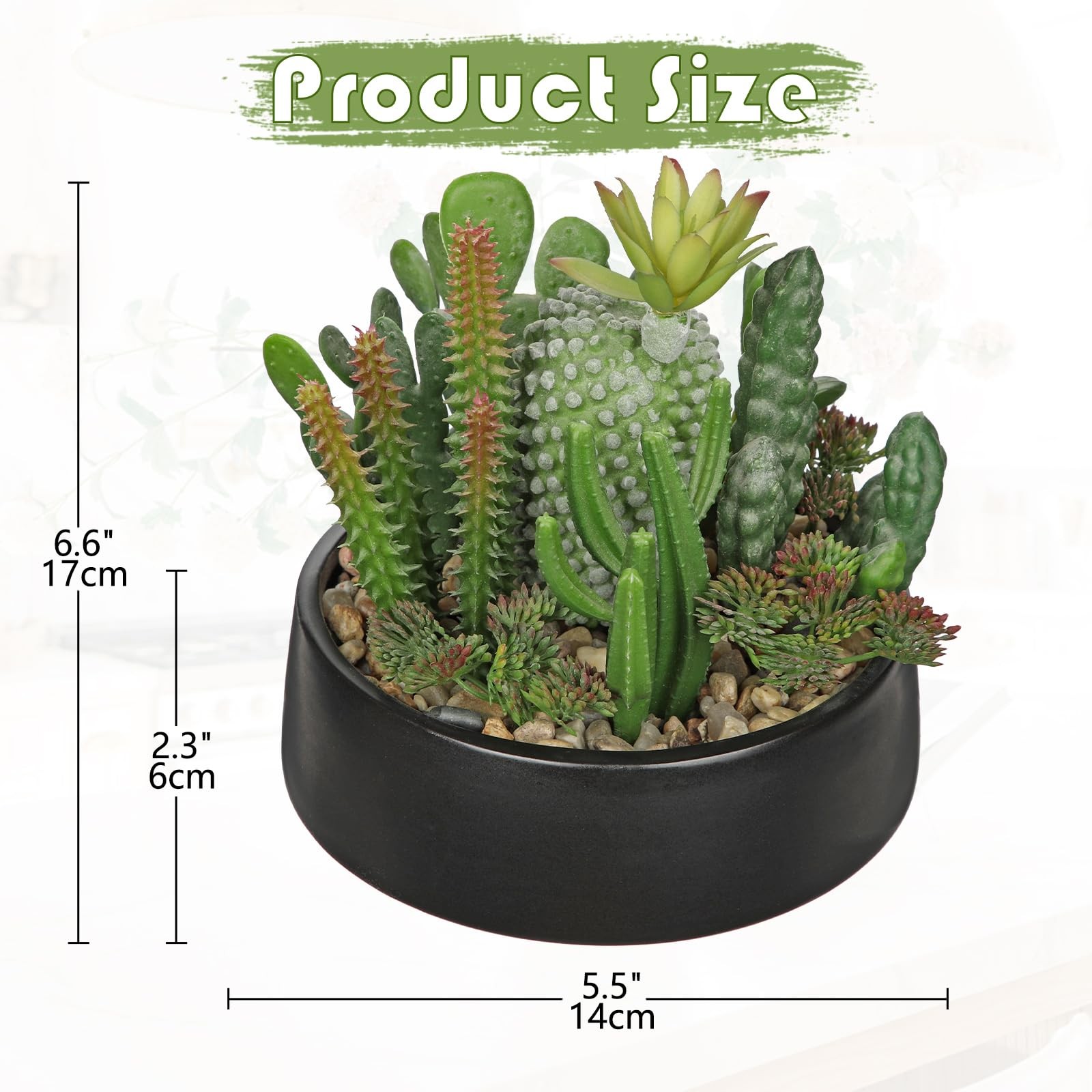 Artificial Cactus Plants in Pot 5.5 Inch Fake Succulents Arrangement Potted P…