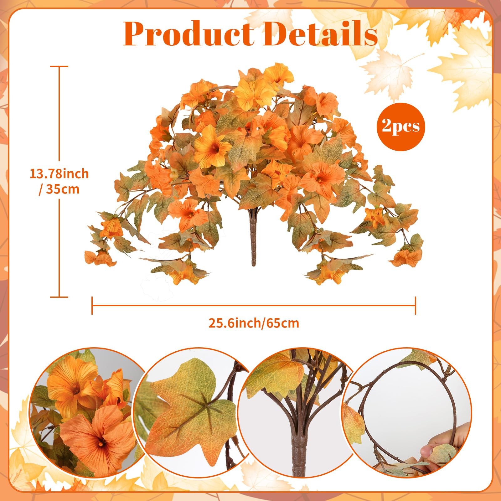 2PCS Artificial Fall Flowers for Outdoor Fall Decorations for Home Fake Petun…