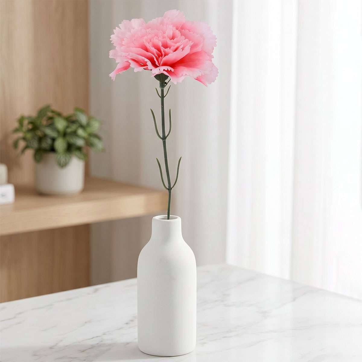 1/6/12PCS Artificial Carnation Flowers Silk Stem Wedding Funeral Bouquet Decor