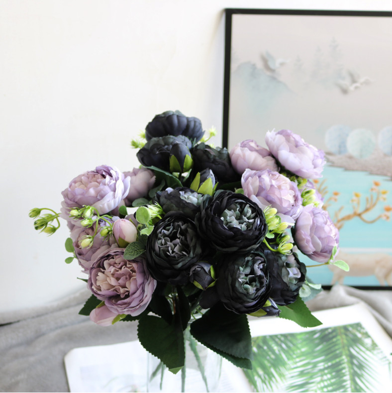 9 Heads Silk Peony Artificial Flowers Wedding Bouquet Home Party Outdoor Decor