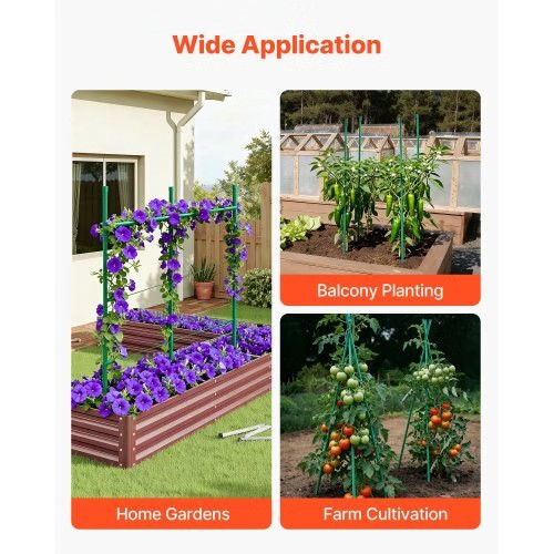 Garden Stakes, 50 Pack, 46.06 inch, Plastic Coated Metal Tomato Stakes, Garden S
