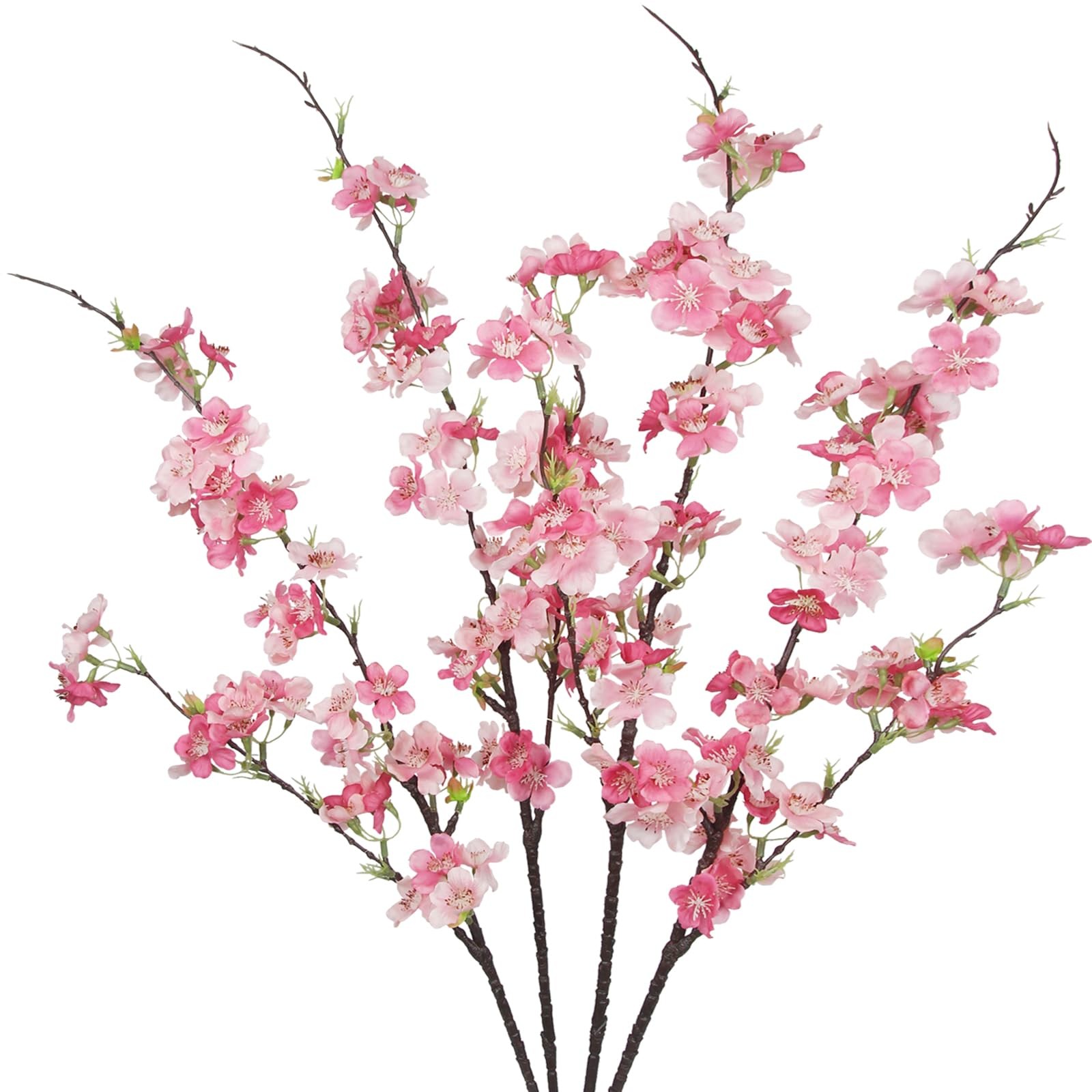 4 Pcs Cherry Blossom Branches Fake Flowers for Spring Summer Indoor Home Deco…