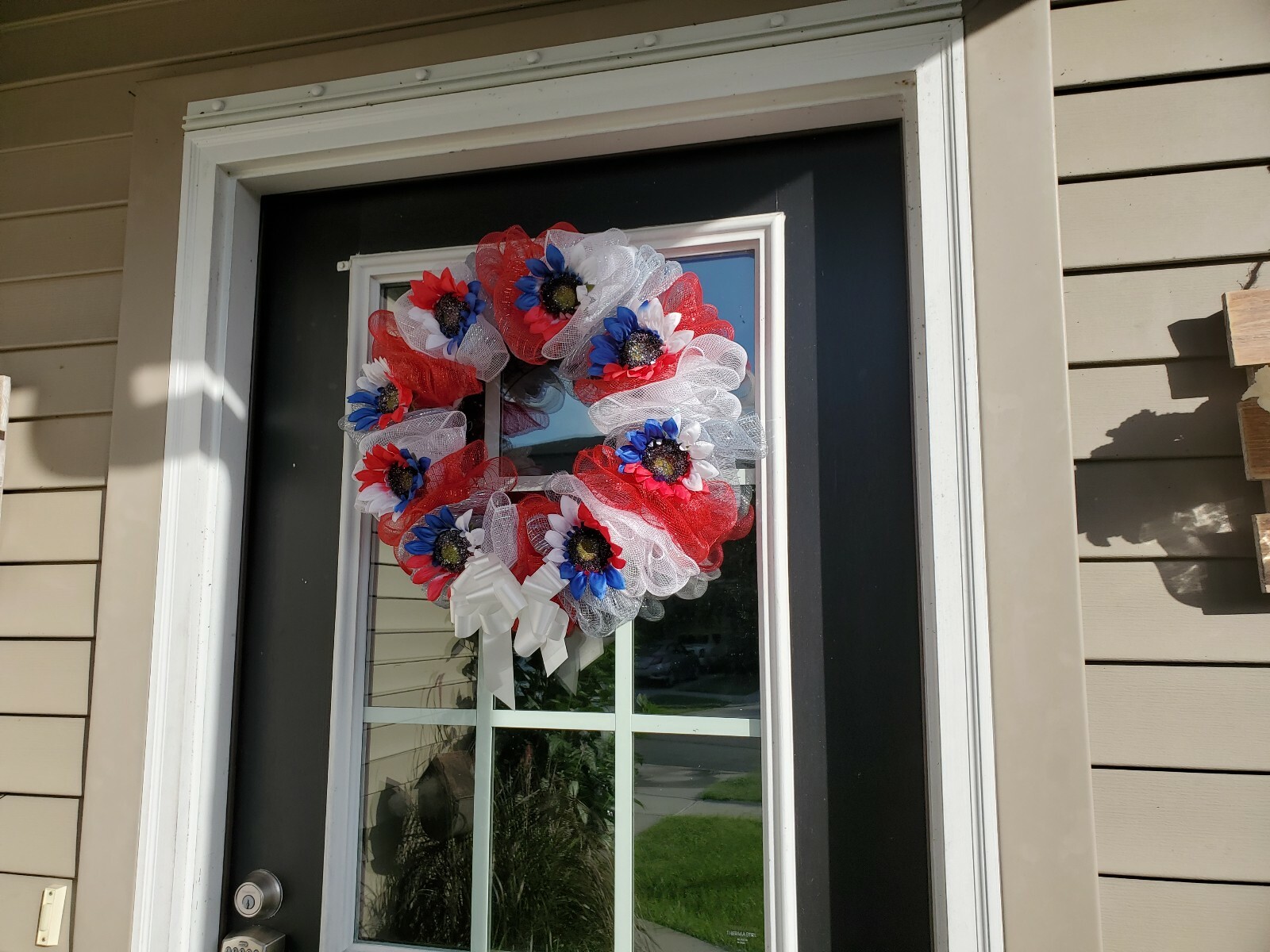 RED BLUE WHITE Deco Mesh PATRIOTIC Wreath Wall Decor Decoration 4th of July BOW