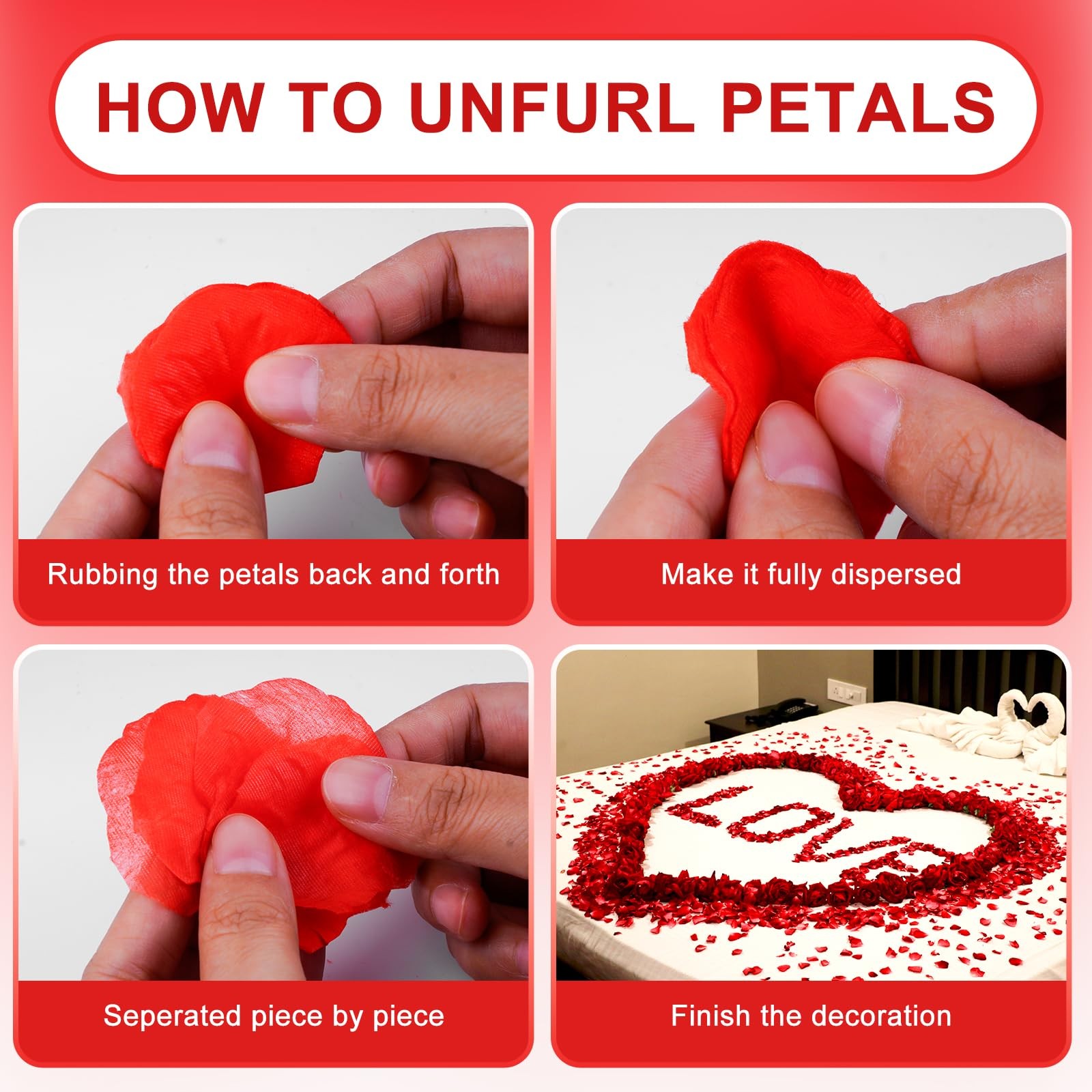 Artificial Fake Rose Petals, Flower Petal for Romantic Night, Engagement, Party