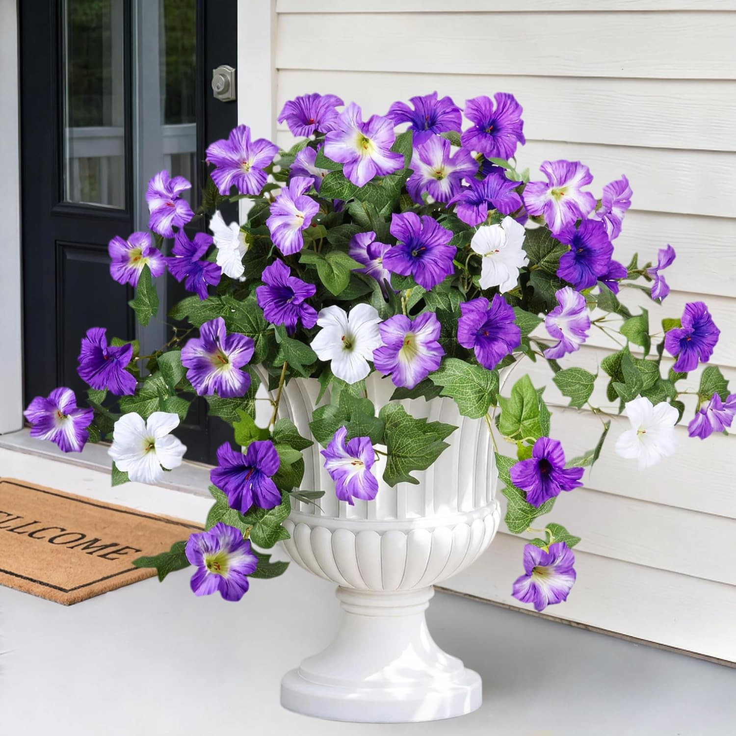 UV Resistant Faux Petunias – 2Pcs Silk Flowers for Outdoor Home Decor