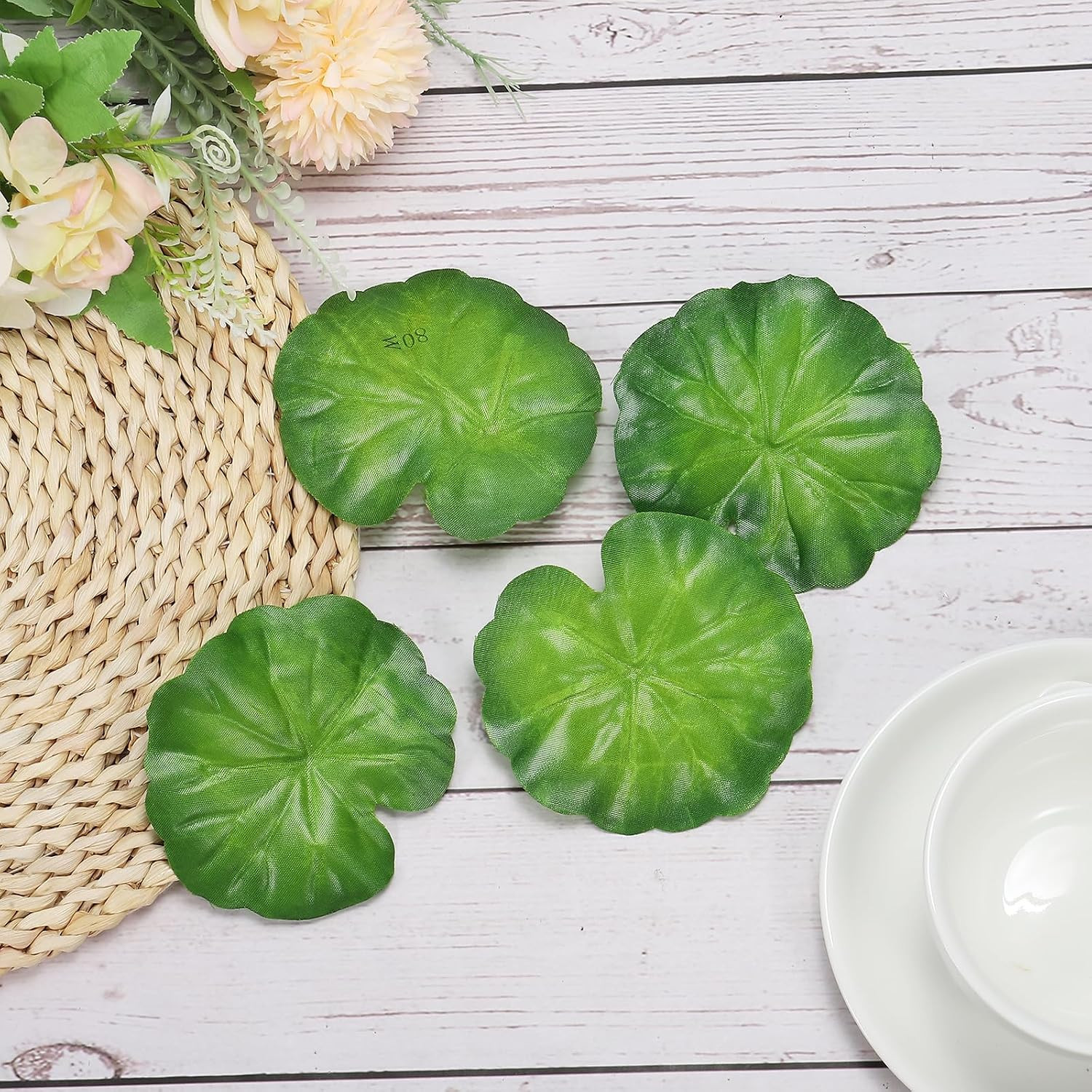 3.54X3.94 Artificial Silk Leaf, 40 Pcs Artificial Greenery Fake Leaves