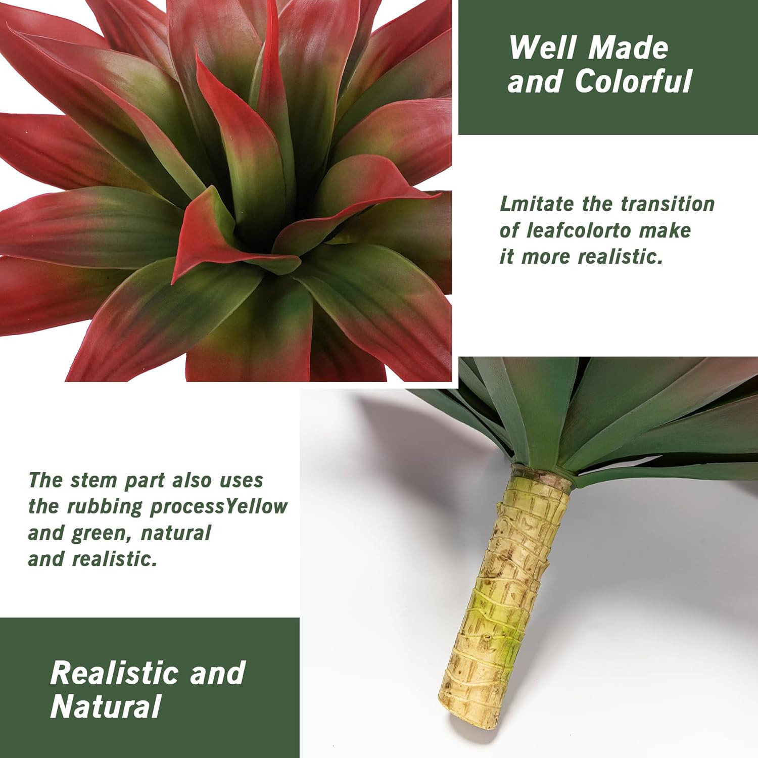 Large UV Resistant Artificial Agave Plants – 2 Pack Red 22″ Indoor/Outdoor Decor