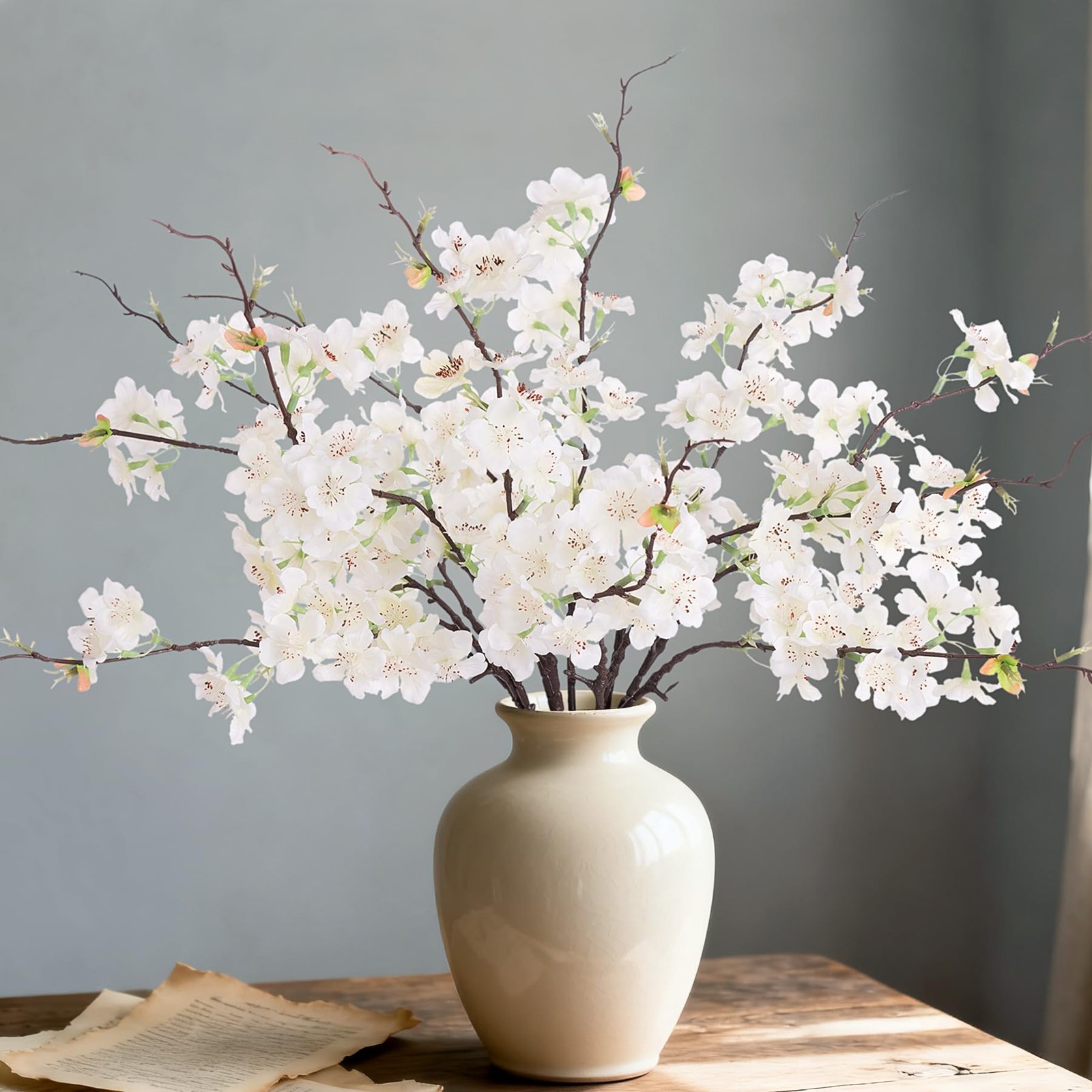 Faux Cherry Blossom Branches Decor Fake Artificial Flowers 18.11 In 12 PCS