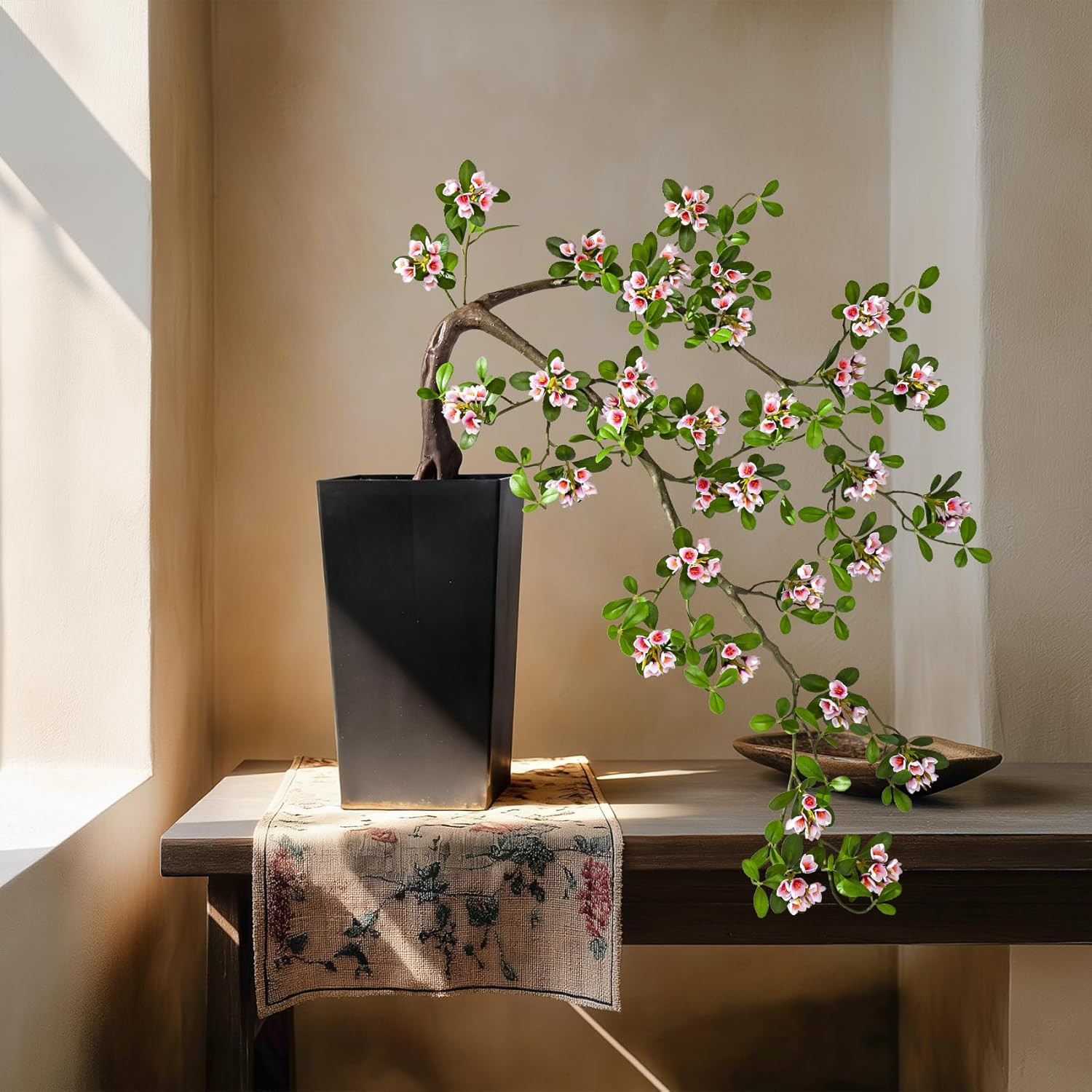 Lifelike Large Pink Artificial Bonsai Tree for Home & Office Décor
