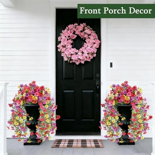 Artificial Flowers for Outdoors, UV Resistant 2 Bundles Fake 2PCS Mix Colors1