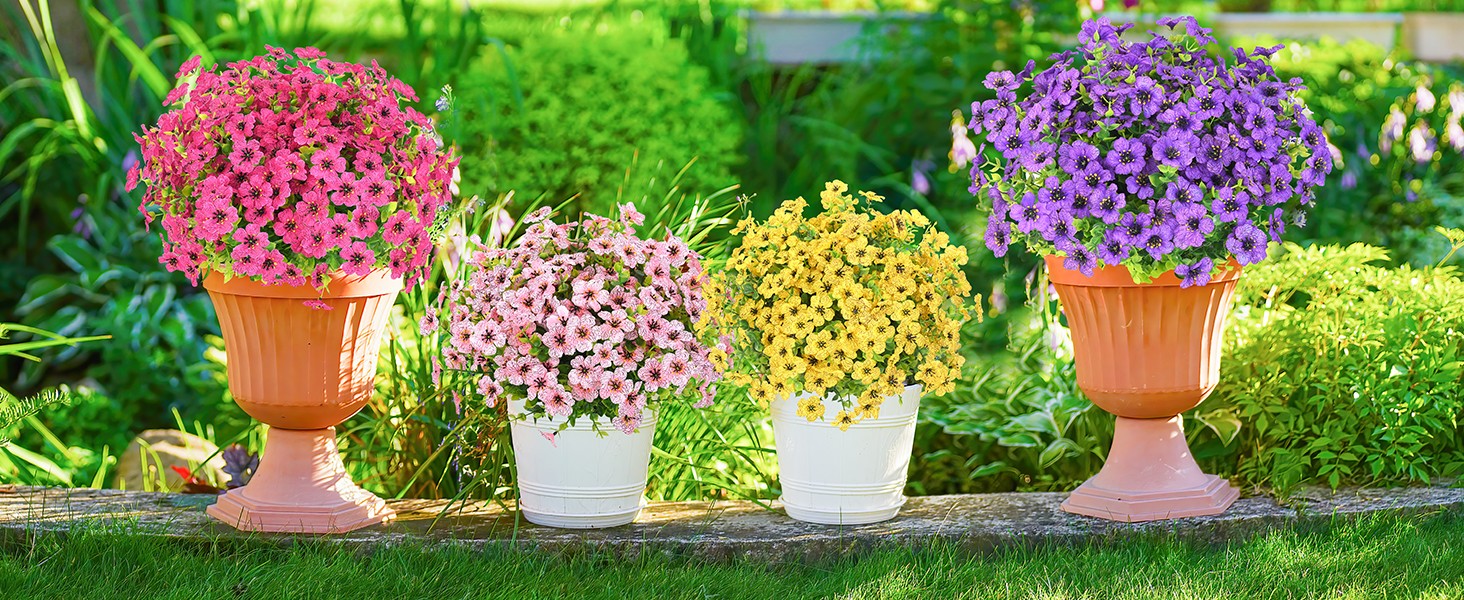 Artificial Flowers for Outdoors, 18 Bundles Artificial Plants & Flowers Outdoor,