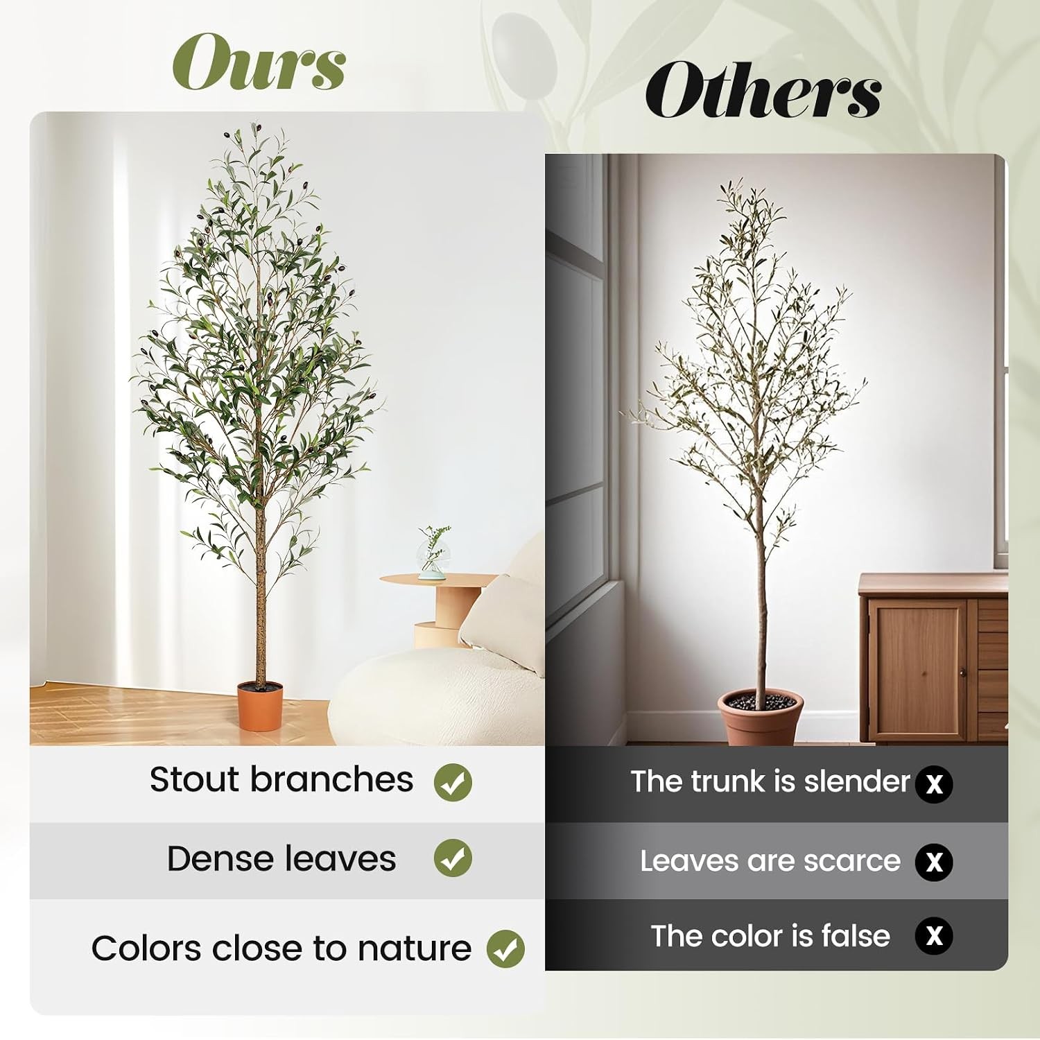 7FT Artificial Olive Tree Indoor Tall Realistic Faux Olive Tree with Plastic