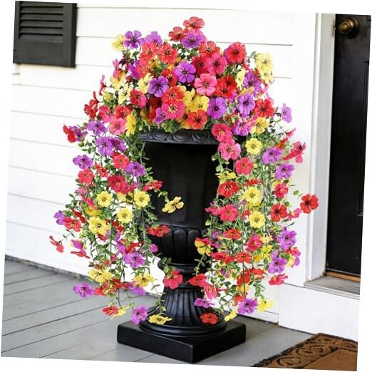 Artificial Flowers for Outdoors, UV Resistant 2 Bundles Fake 2PCS Mix Colors1