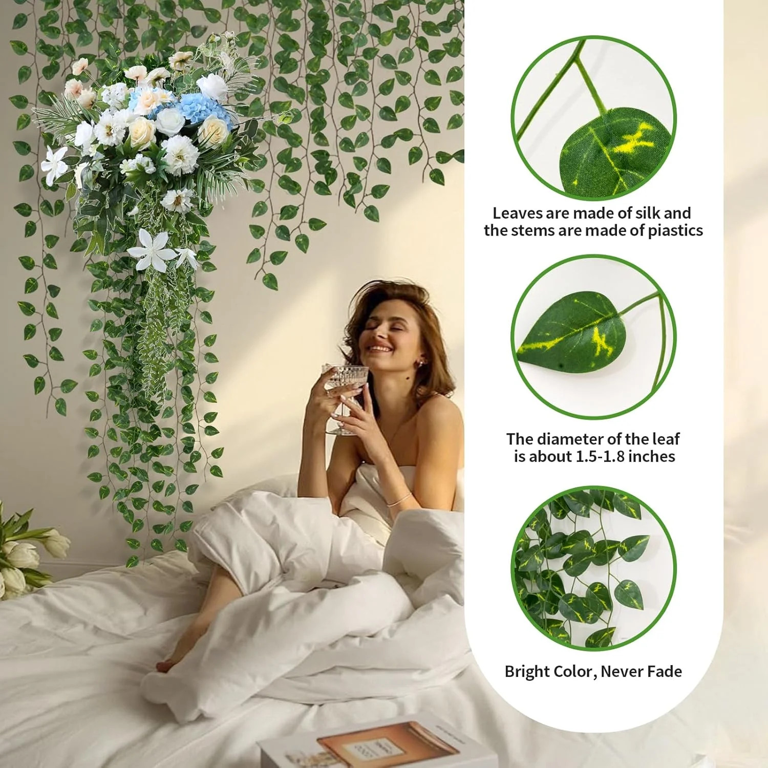 12 Pack 86Ft Fake Plants Artificial Vines for Room Decor, Faux ivy Greenery Garl