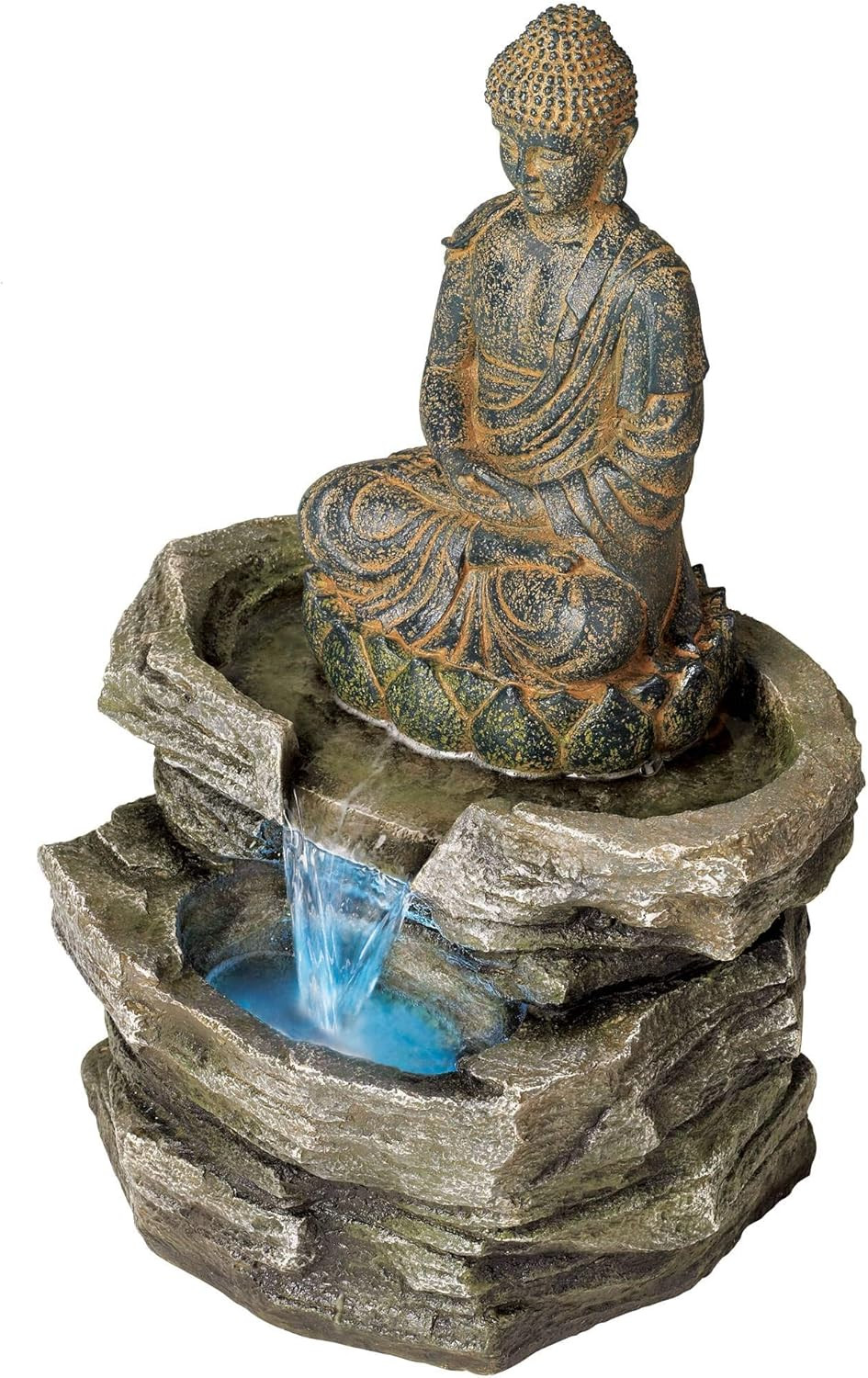 Sitting Buddha 21″ High Large Zen Asian Indoor Outdoor Decor Faux Stone Floor Fo