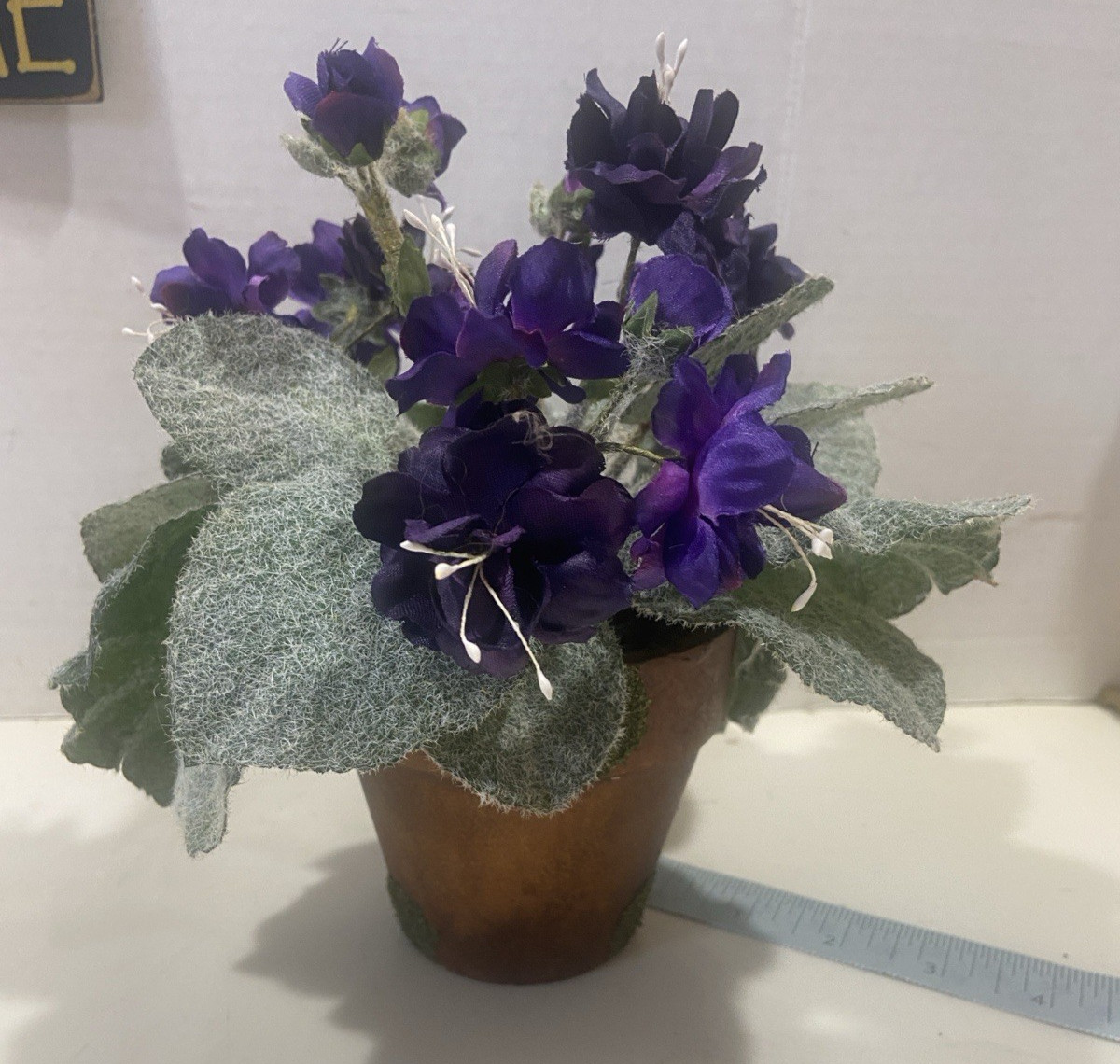 Faux African Violet in Planter 8x8x8″