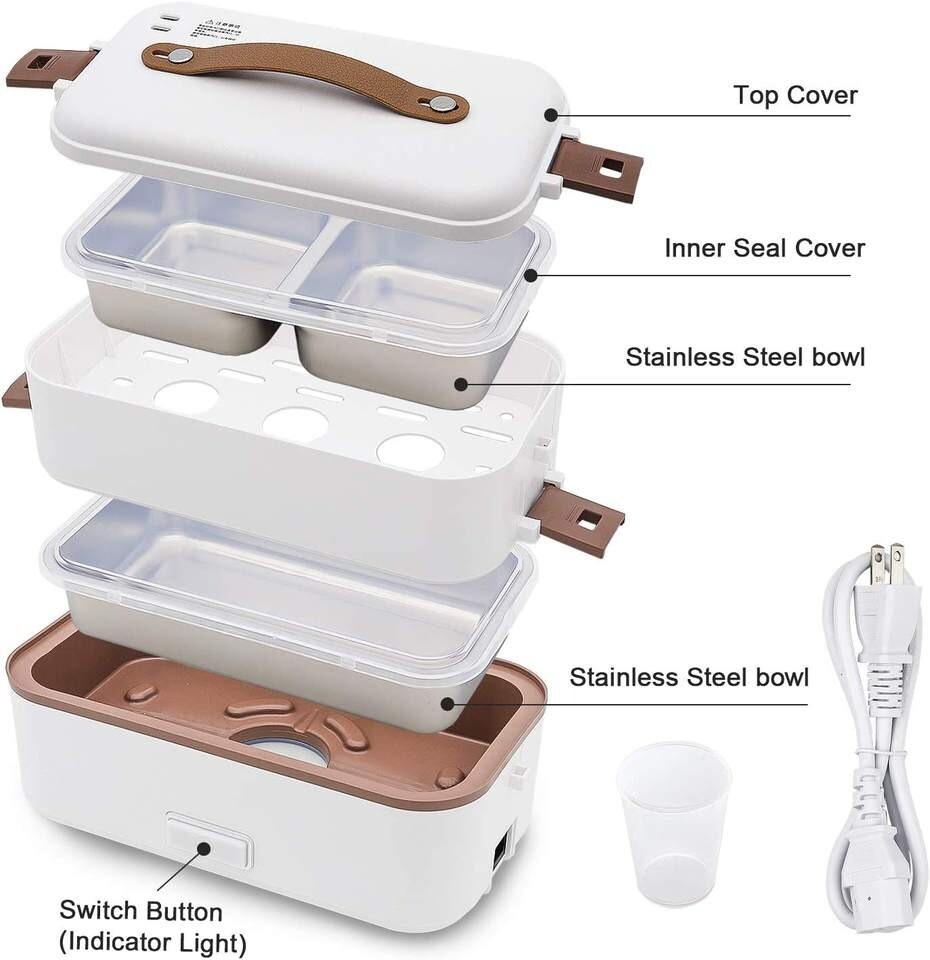 Heated Lunch Box 800 ml Self Cooking Electric Lunch Box, Portable Food Warmer
