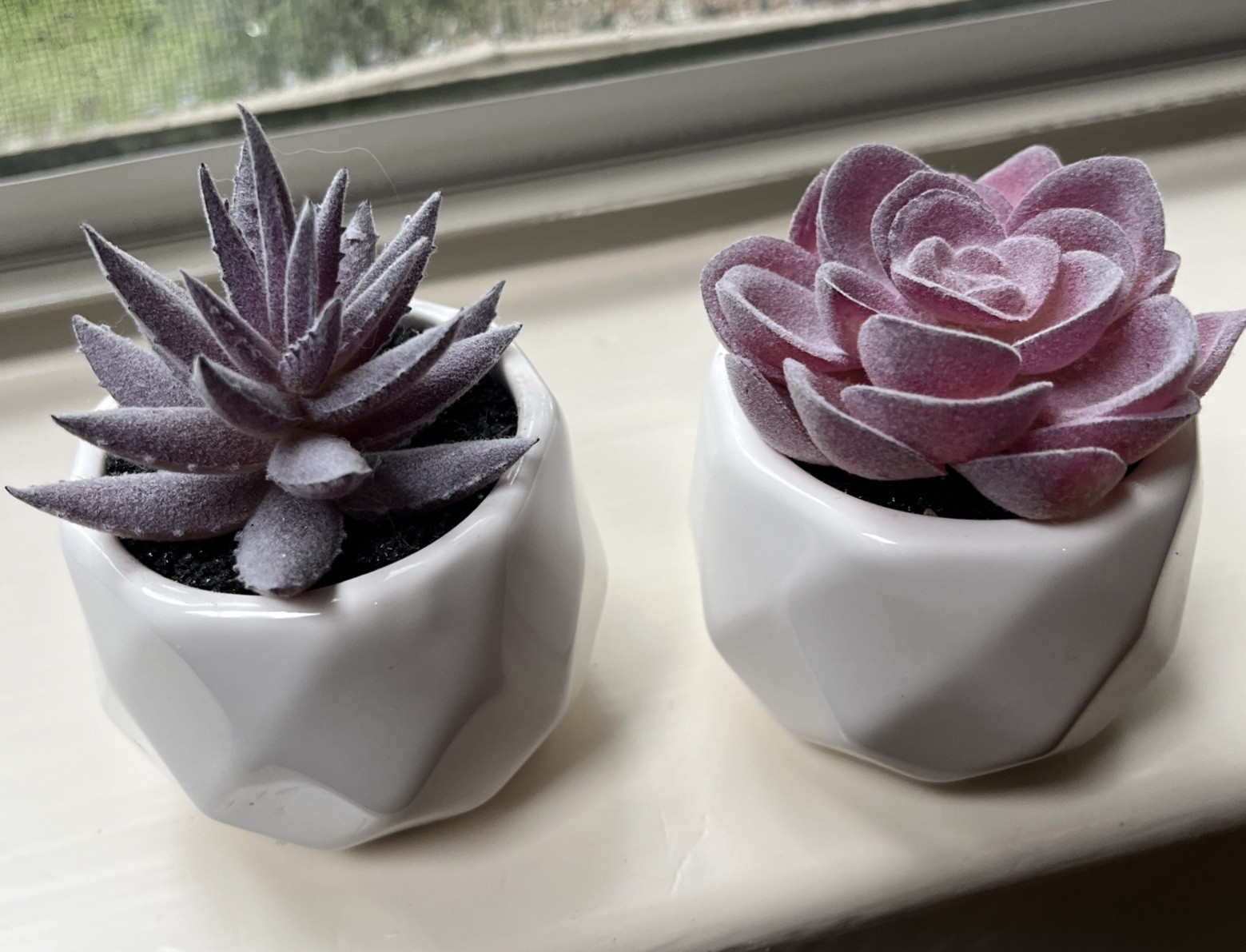 2 Pink Purple Artificial Fake Succulent Plants Faux Indoor Decor Small Potted