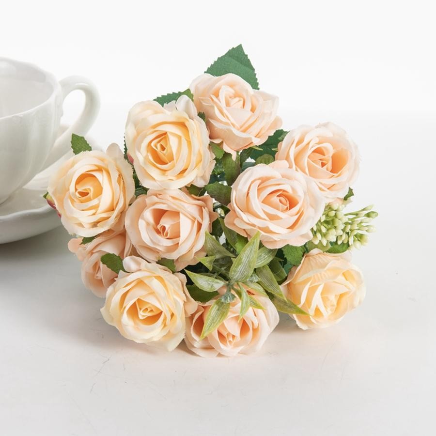 10 Head Silk Rose Artificial Flowers Bouquet Wedding Party Home Vase DIY Decor