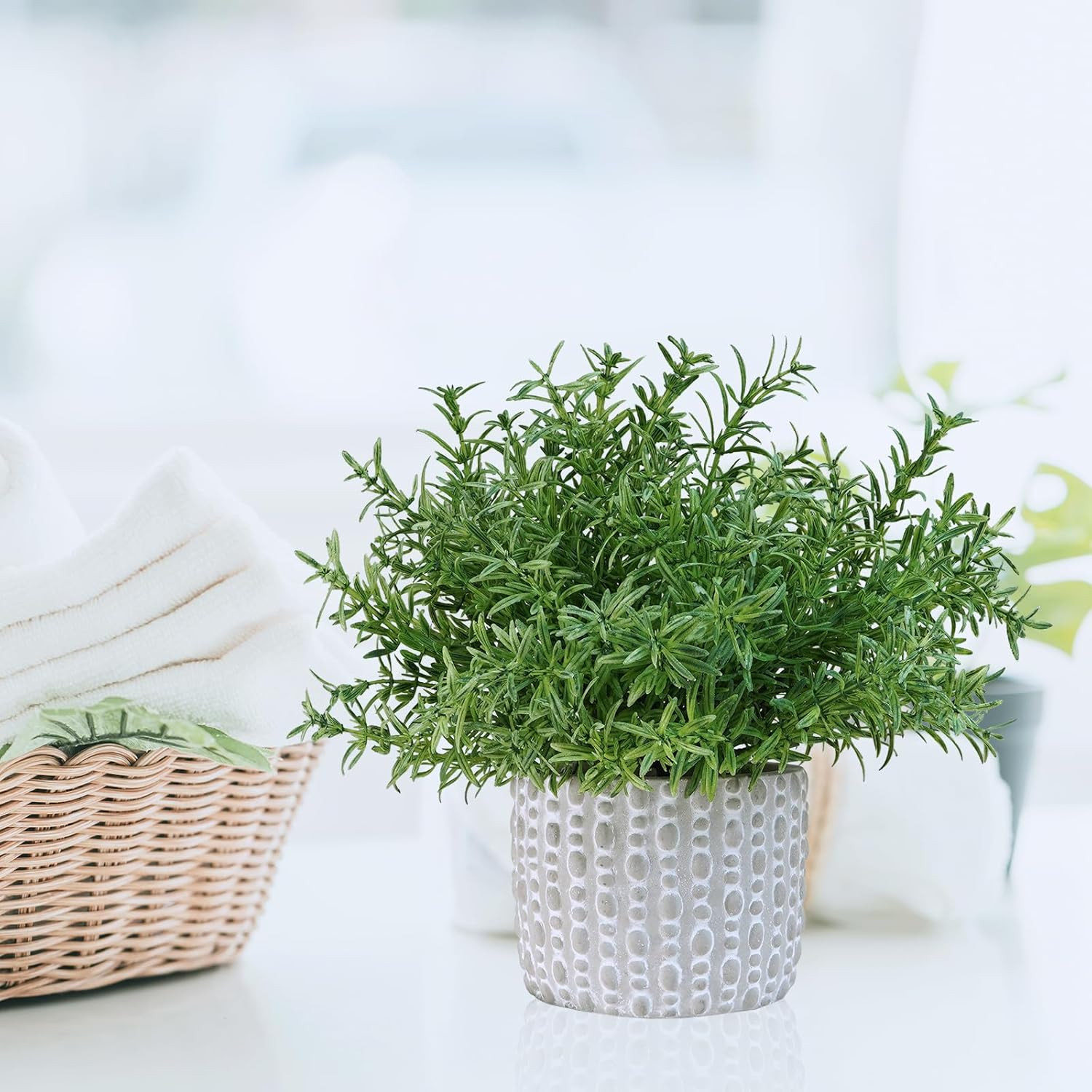 3 Pcs Artificial Potted Plants – Faux Eucalyptus, Boxwood, Rosemary, Greenery in