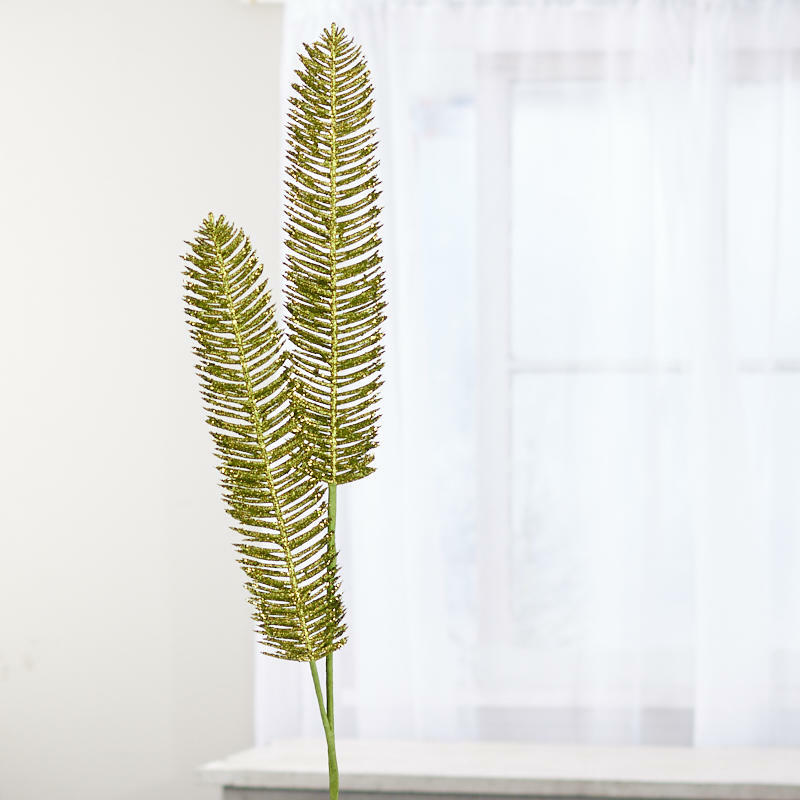 Factory Direct Craft Decorative Light Green Glitter Fern Spray