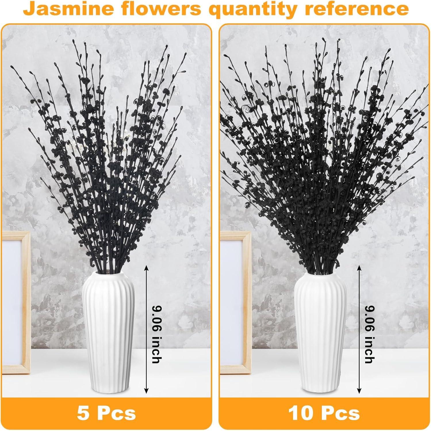 5Pcs 29.5″ Faux Jasmine Artificial Flowers Tall Black Floral Branches for Home W