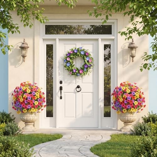 Pcs0″ Artificial Topiary Ball Flowers For Outdoors 2 Red Rose Purple Yellow
