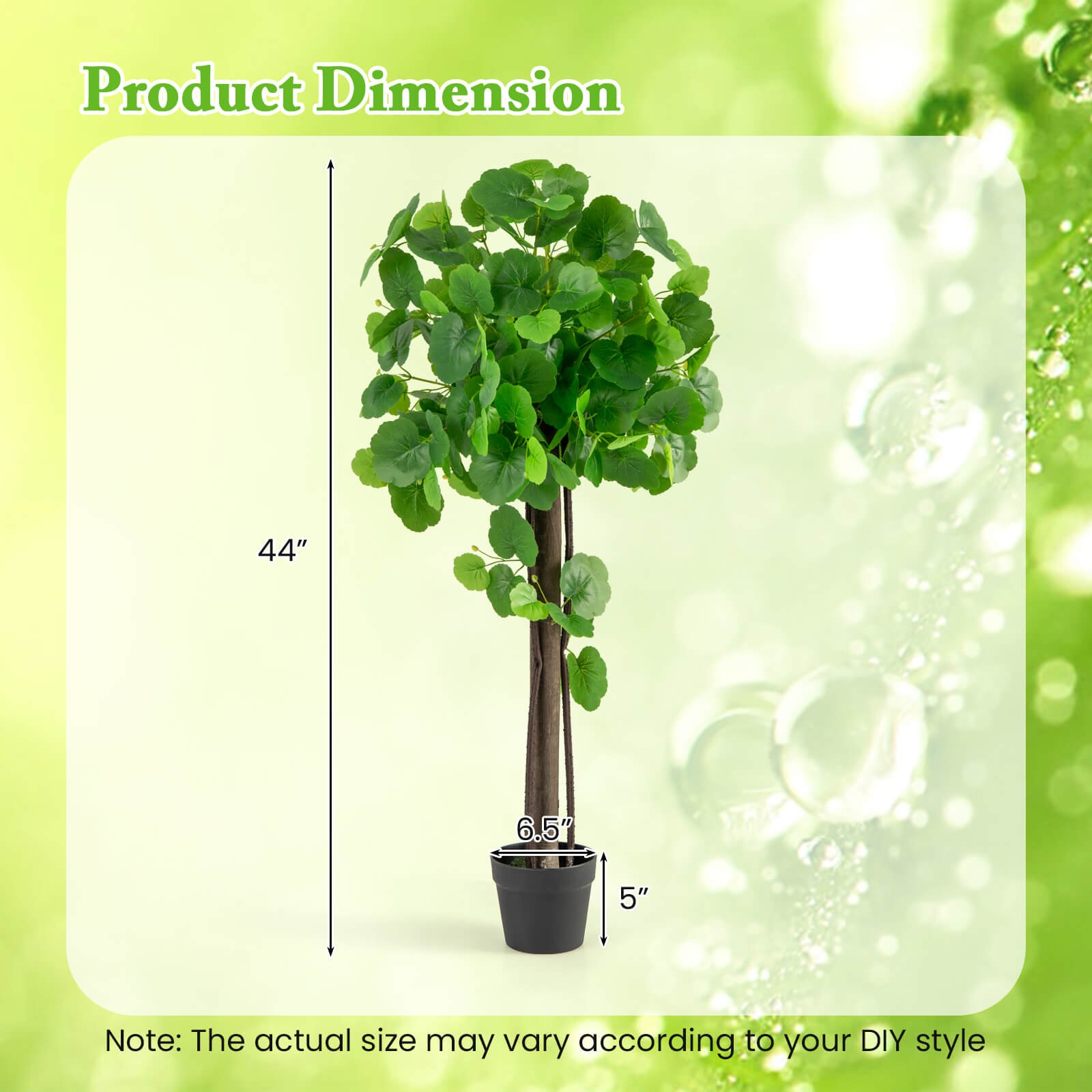 44″ Artificial Crabapple Tree w/ Real Wood Trunk Adjustable Branches Faux Grass