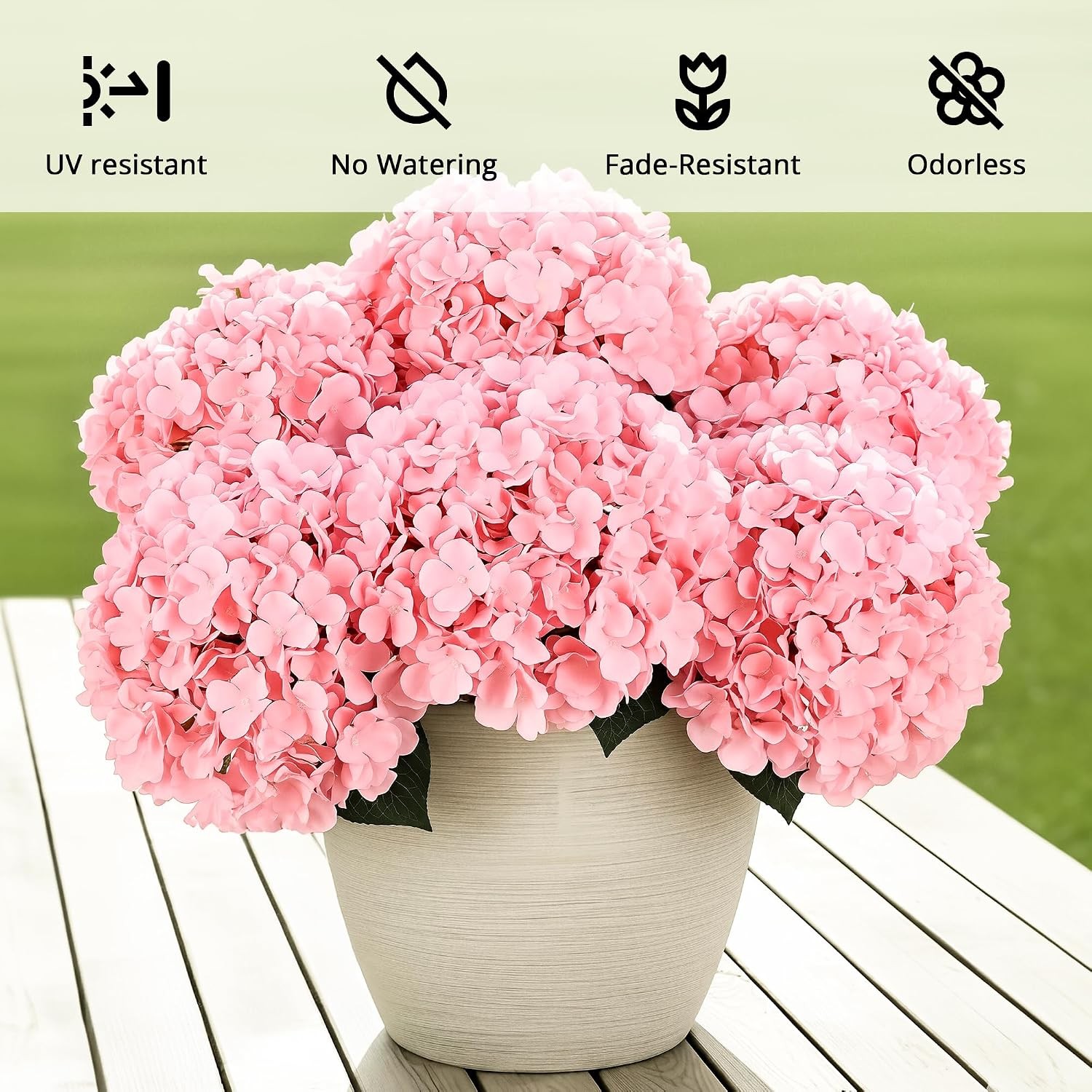 6 Bundles Hydrangea Artificial Flowers Outdoors & Indoor Bulk 30 Heads UV