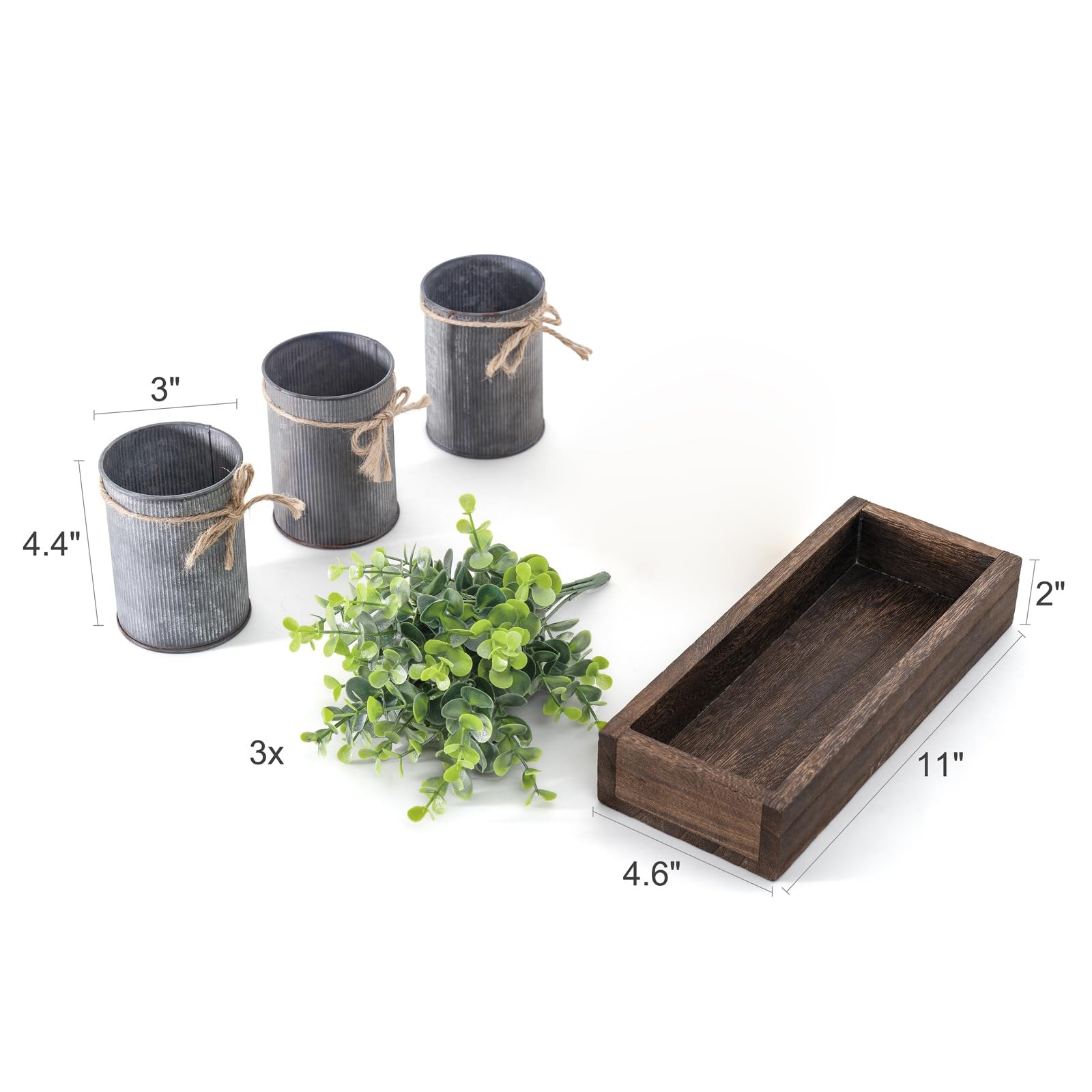 Dahey Centerpiece Table Decorations Coffee Table Decor Wood Tray 3 Galvanized…