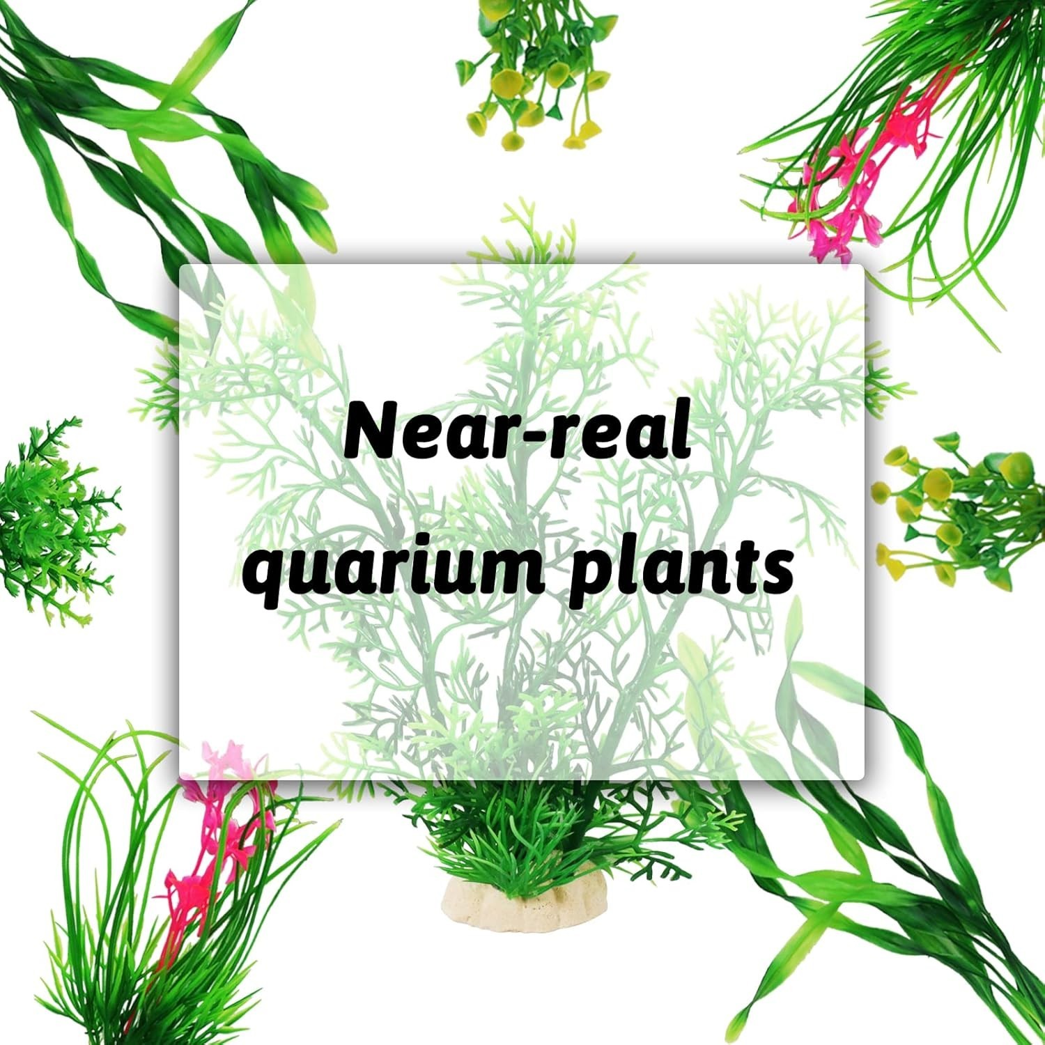 Fish Tank Accessories Aquarium Decorations Plants, 9Pcs Green Fish Tank