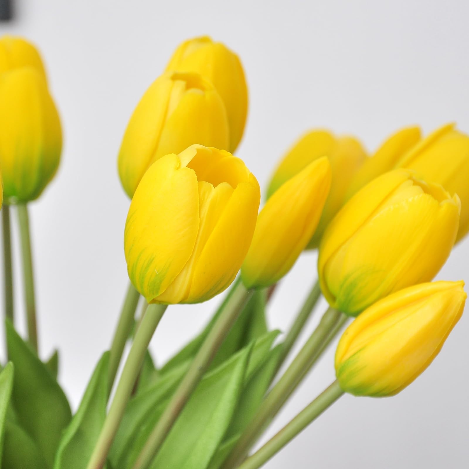 10PCS 16″ Real Touch Artificial Tulip Flowers – Yellow Faux Bouquet for Home, Pa