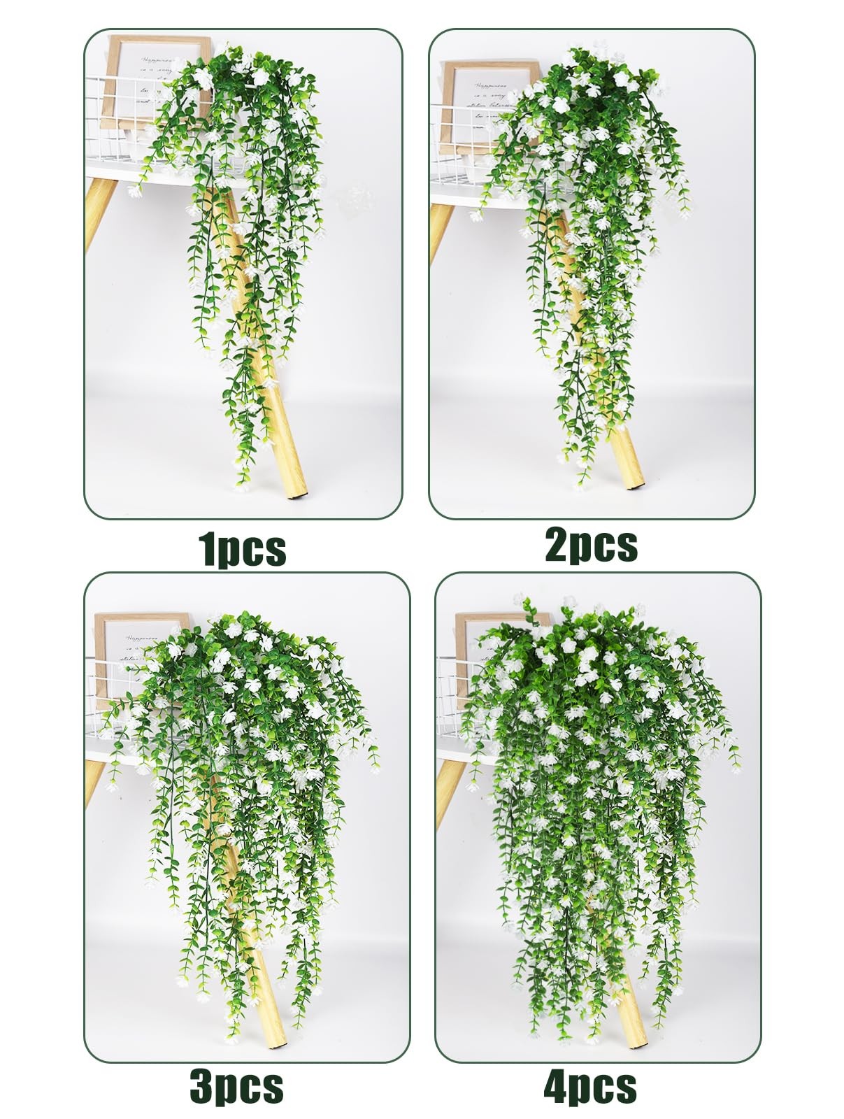 4pcs Fake Hanging Plants Realistic Artificial Outdoor Flowers Hanging Greener…