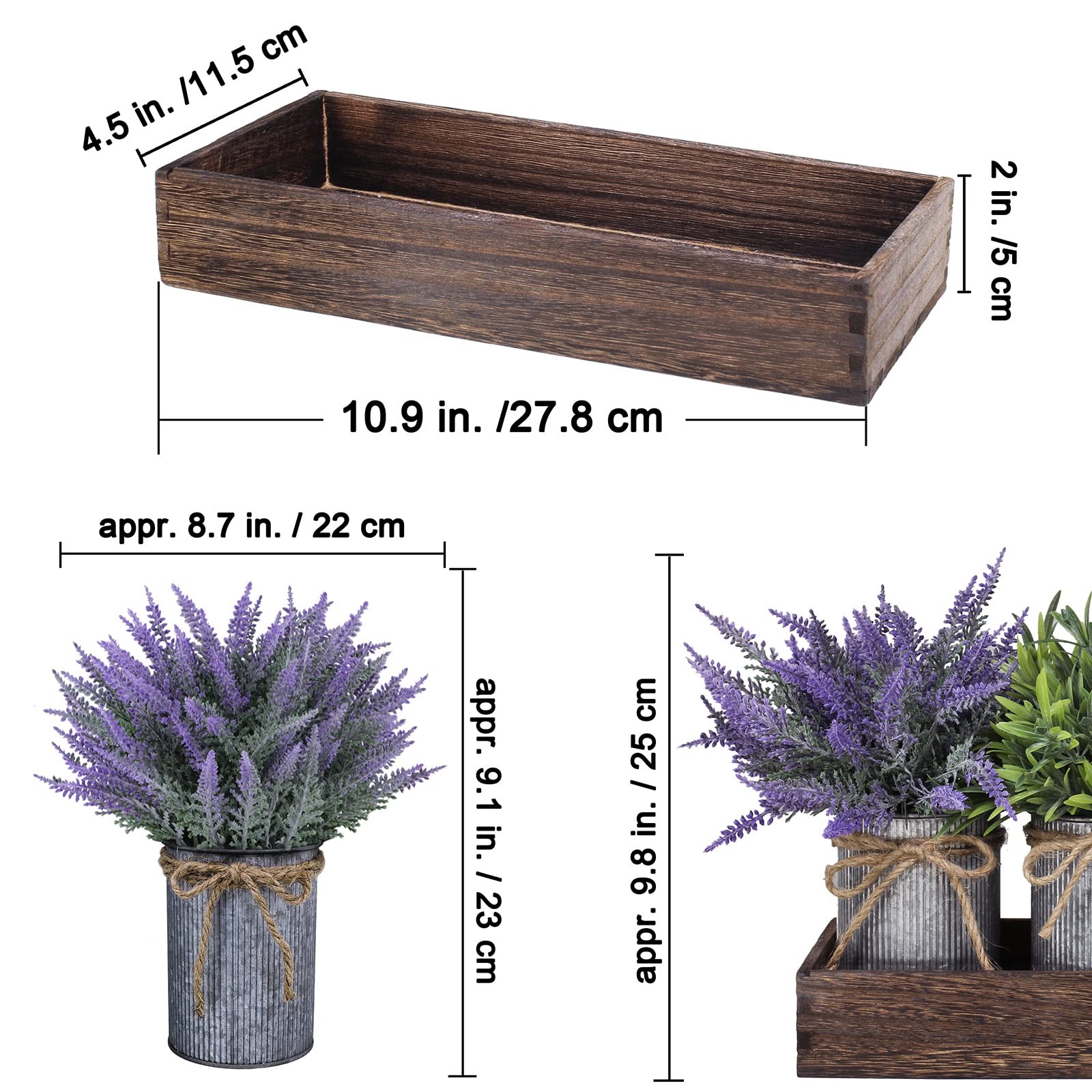 Set of 3 Small Potted Plants Arrangement Artificial Lavender and Grass Plants…