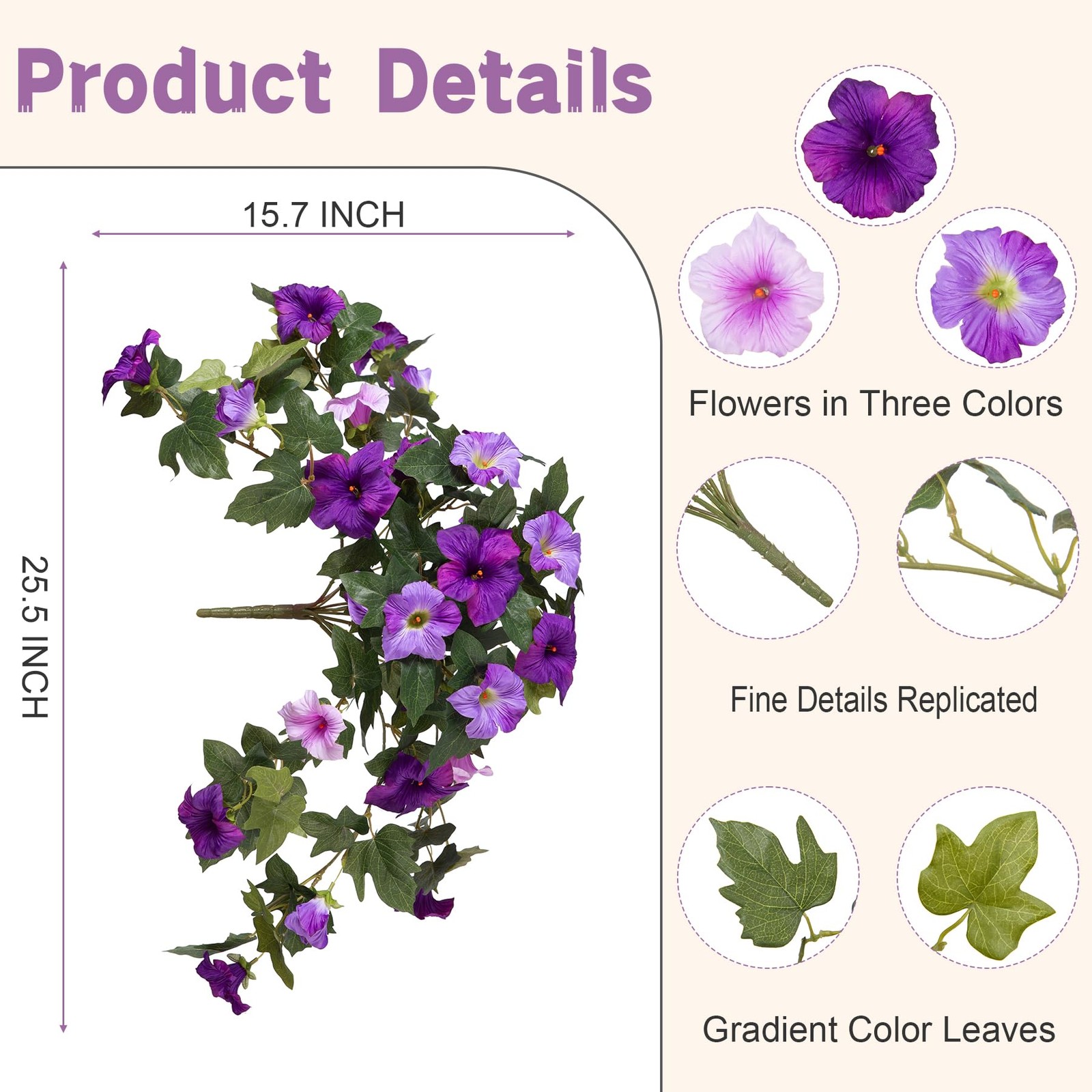 New Best 2 Pcs Artificial Fake Petunia Flowers for Outdoor Porch Summer Decor UV