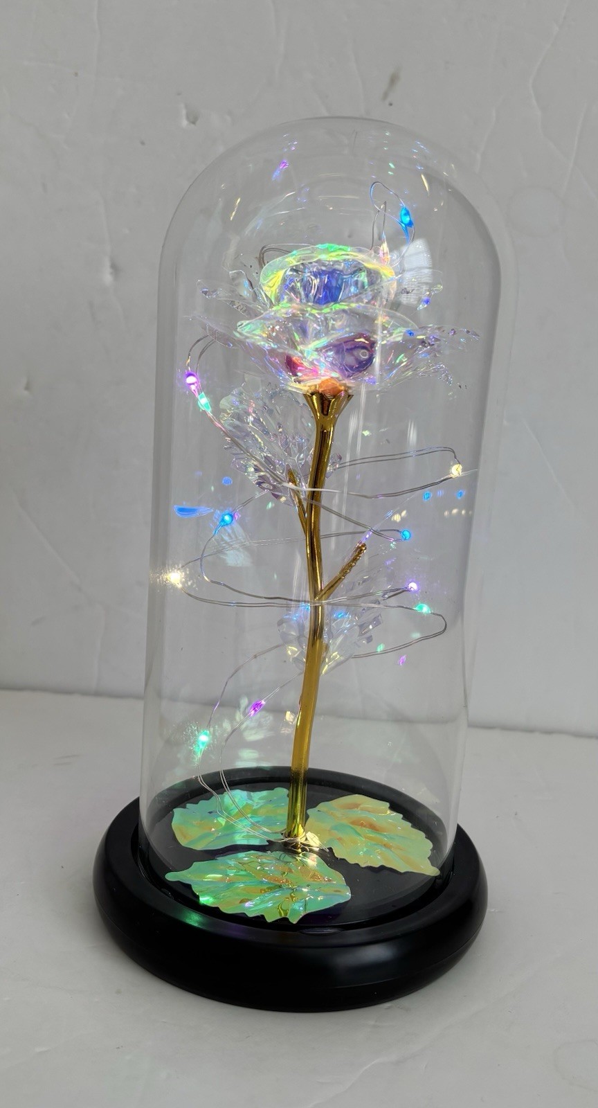 ROSE FLOWER LED LIGHT GLASS DOME GIFTS FOR WOMENS 8.5″