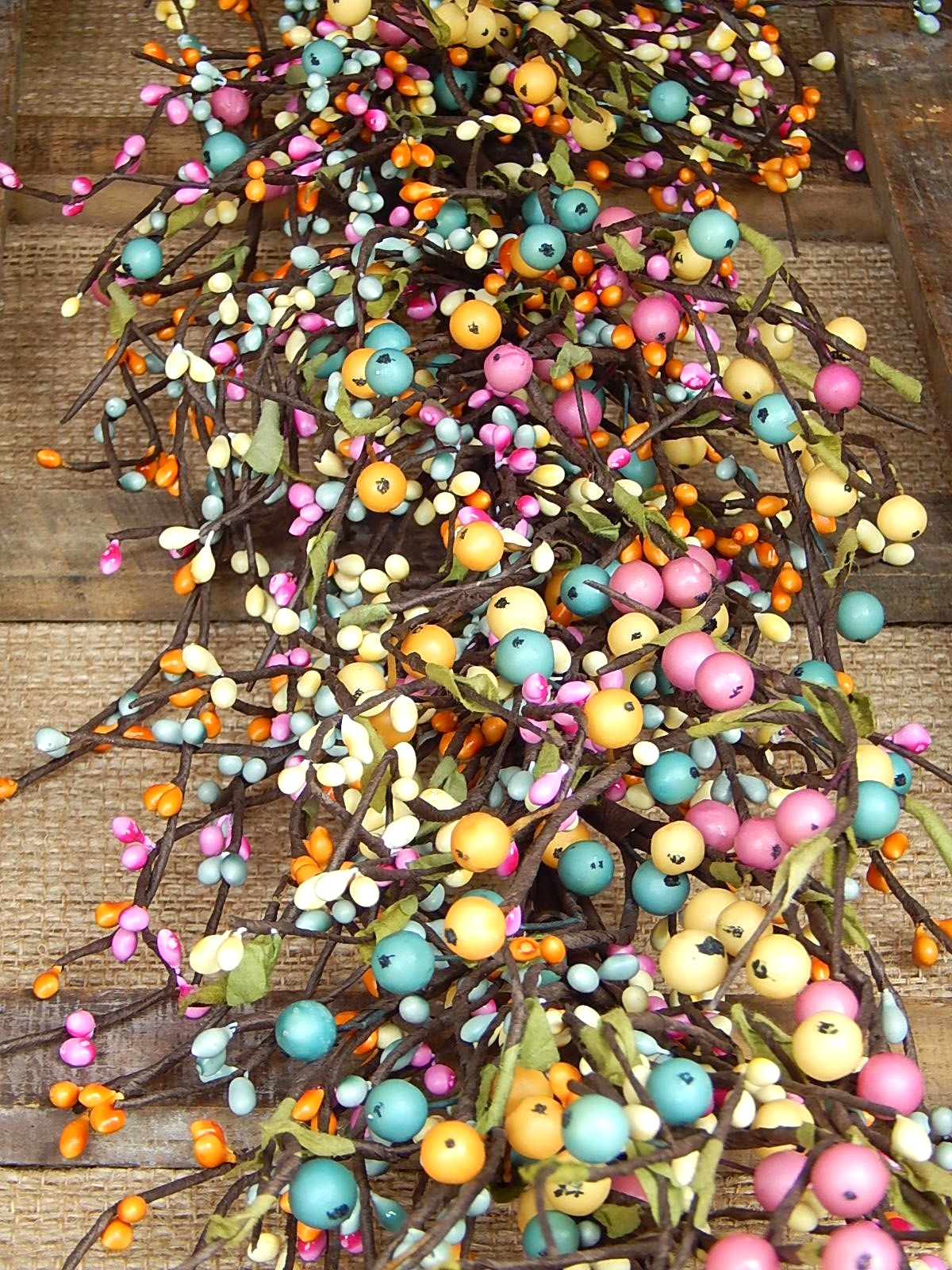 NEW Spring Pip Berry MIXED Garland PINK TEAL YELLOW ORANGE MIX 53″