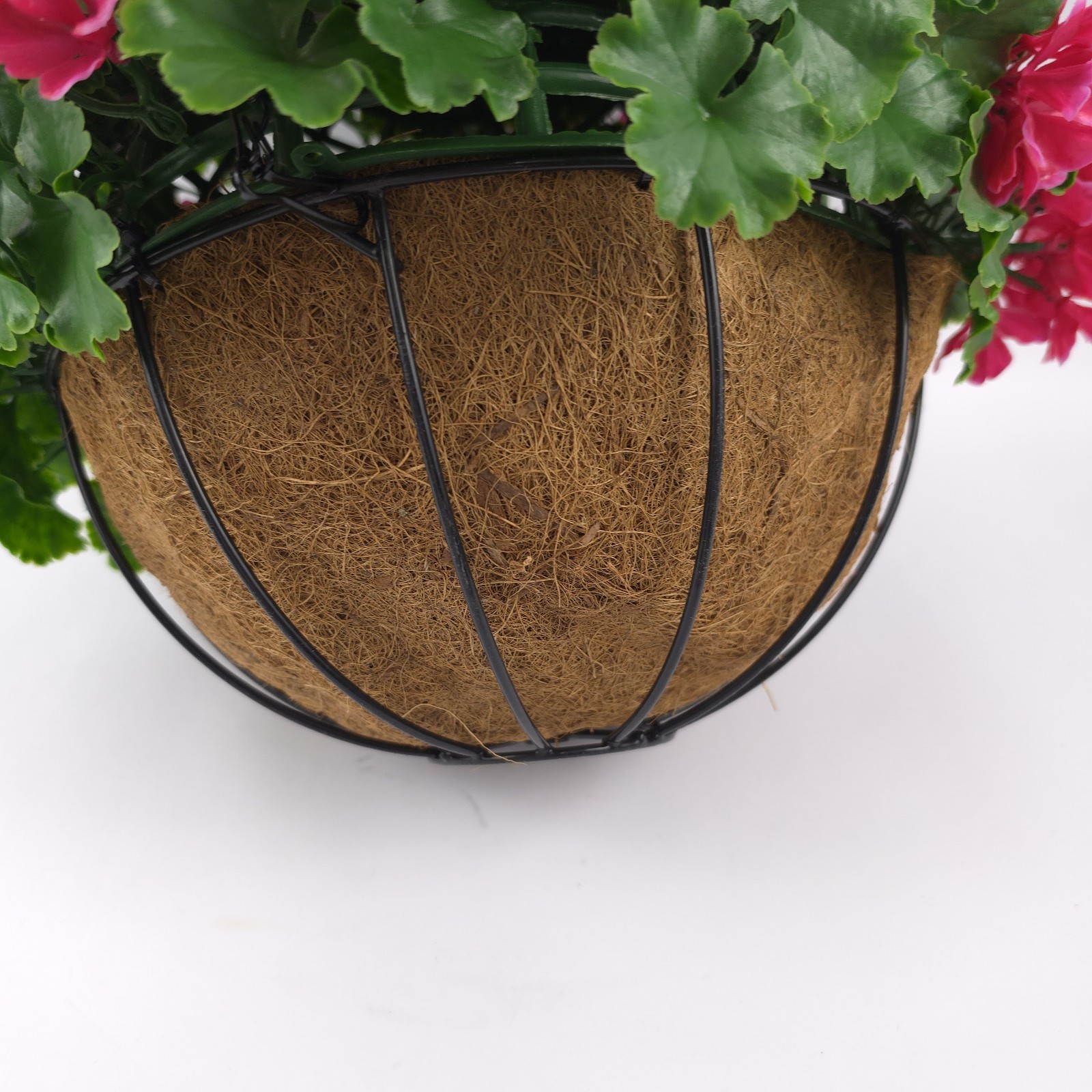Wicker Park 17″ Faux Pink Geranium Floral Indoor/Outdoor Spring Hanging Basket