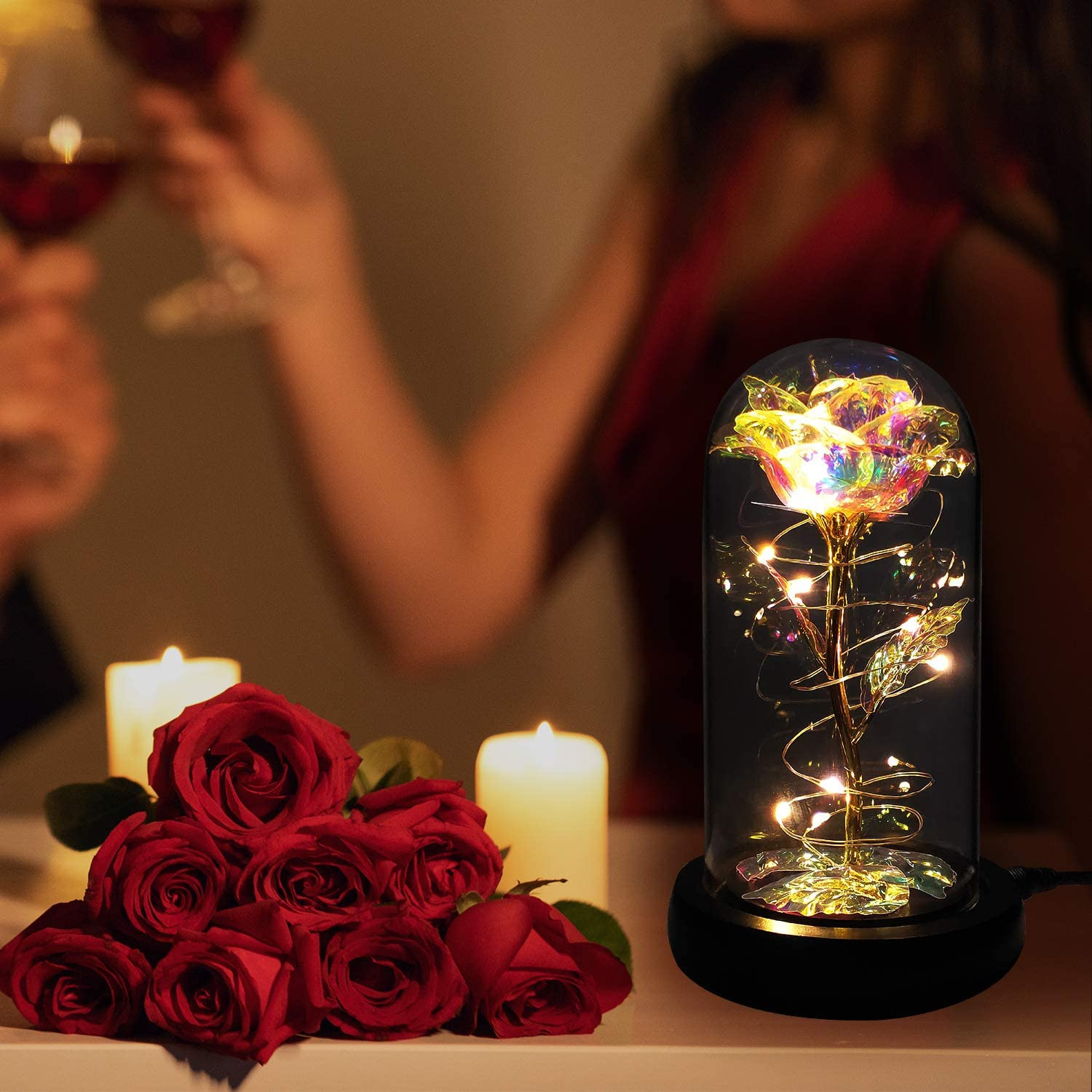 Birthday Gifts for Women,Valentines Day Gifts for Her,Womens Valentines Glass Ro