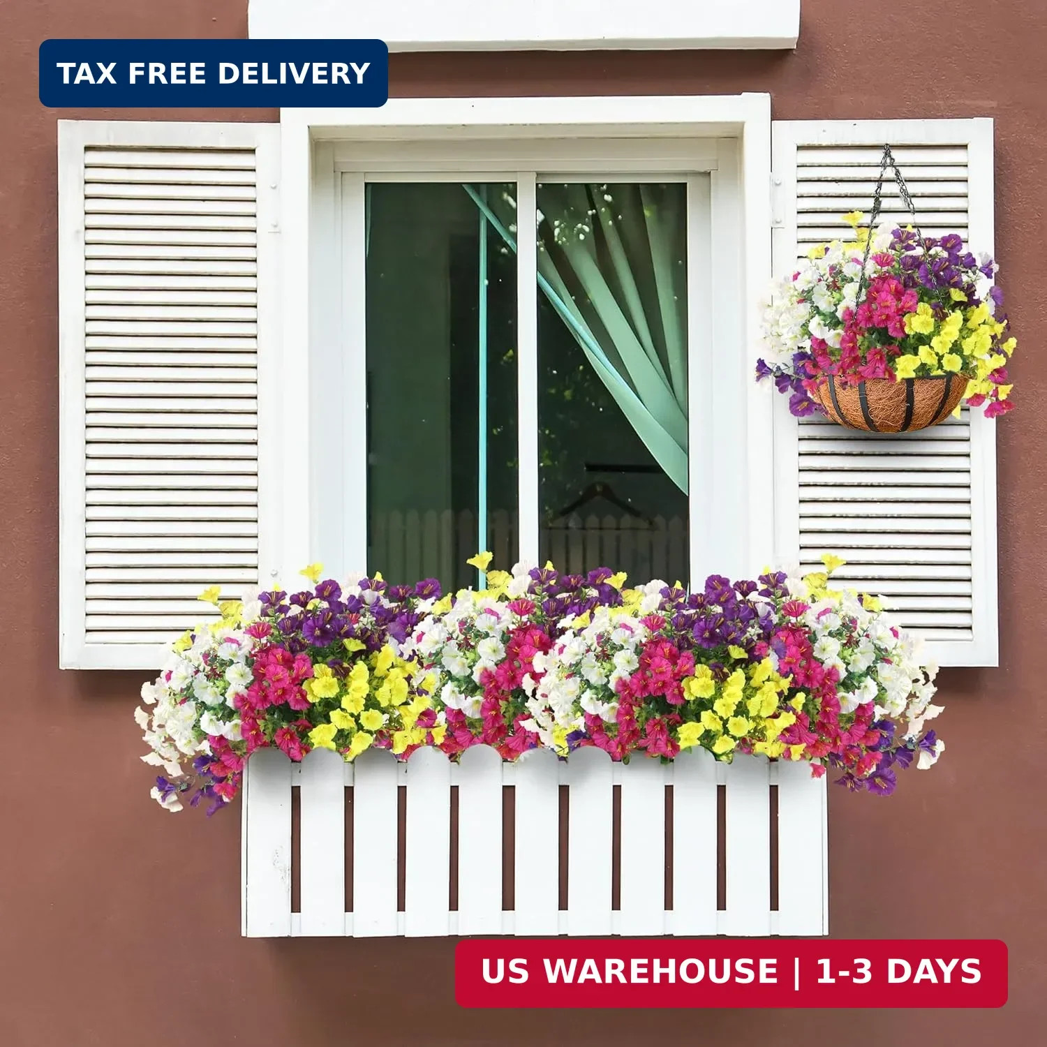 Artificial Flowers for Outdoors 12 Bundles Realistic Faux Plants UV Resistant Fa