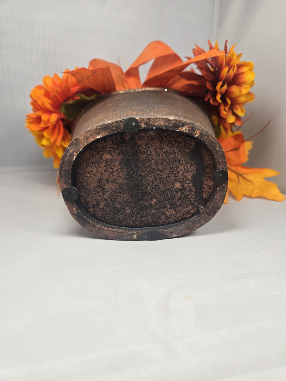 Fall Floral Decor Bouquet & Vase, Autumn Arrangement w/ Leaves Centerpiece