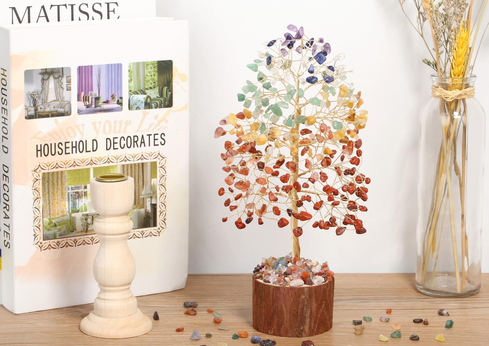 Crystal Tree of Life Gifts for 7 Chakra Healing Stone Decor