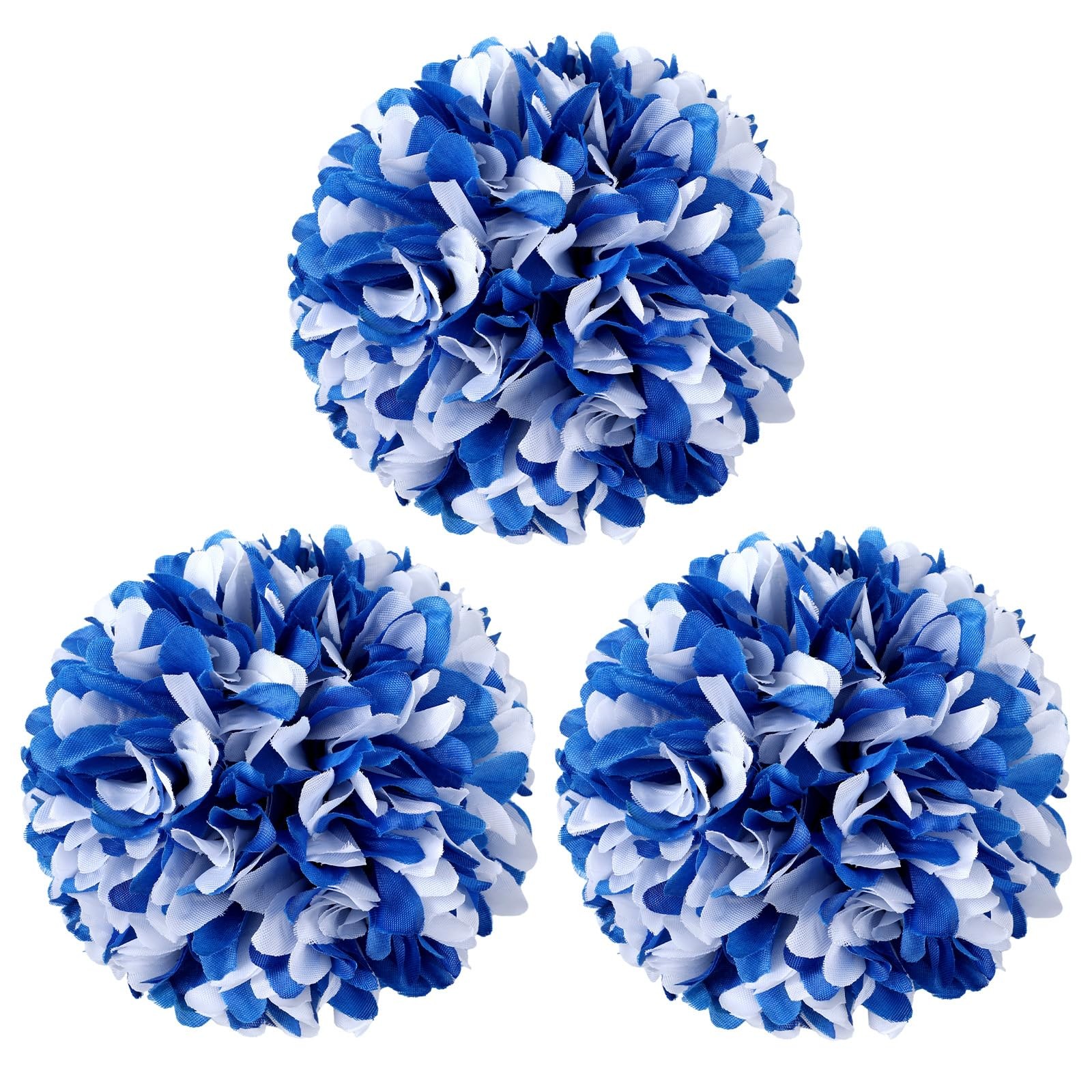 3 PCS Blue White Homecoming Mum Flowers 6.5 Silk Artificial 21 Layers Kit