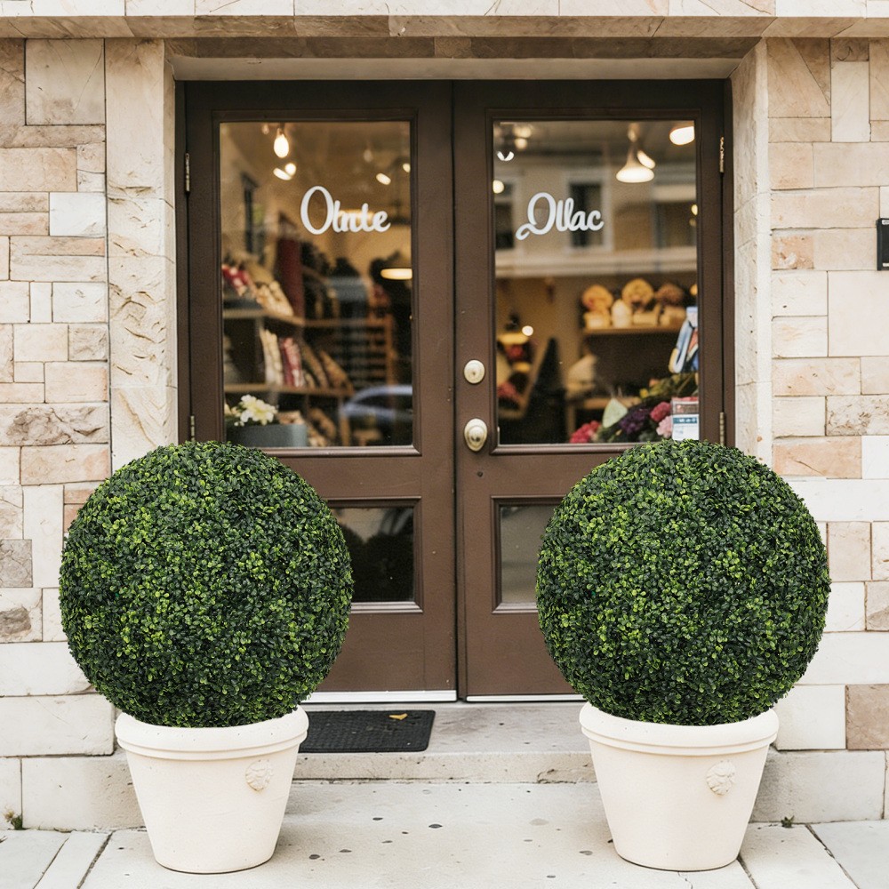 22.4IN Dark Artificial Topiary Balls Outdoor Faux Boxwood Large Decorative