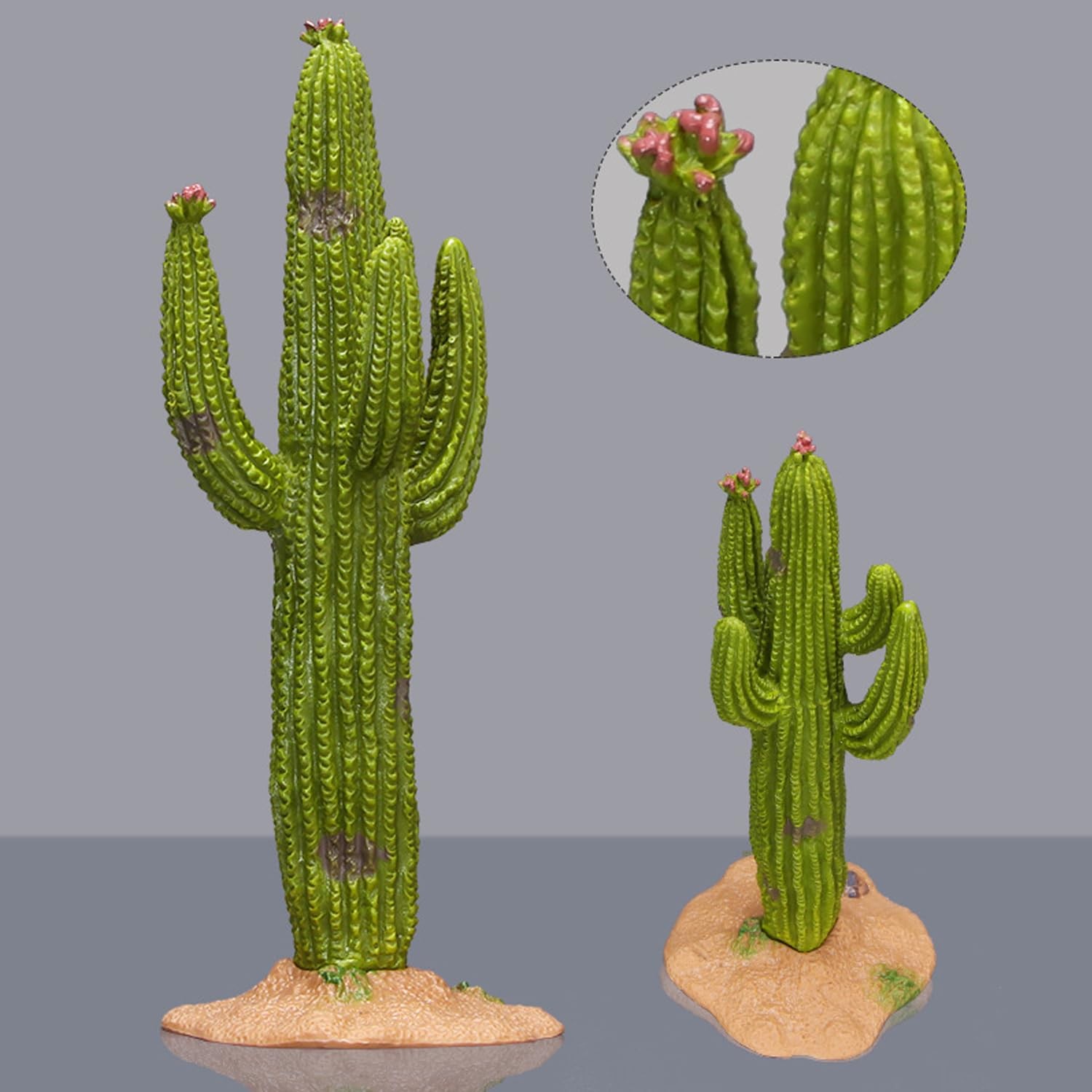 3pcs Green Simulated Cactus Artificial Sand Decorative Fake Plant Table