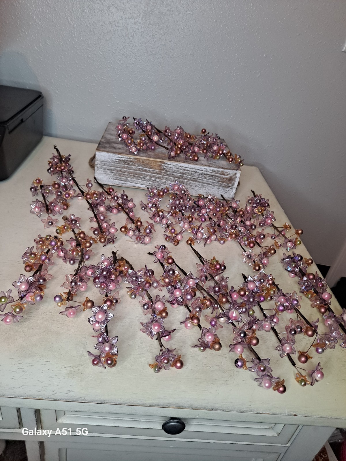Pink Purple Plastic Flower Floral Branches 25 Piece