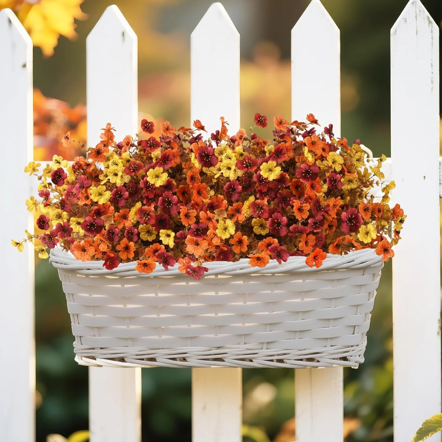 INQCMY Artificial Fake Fall Plants Flowers for Outdoor Outside Decoration,12 Bun